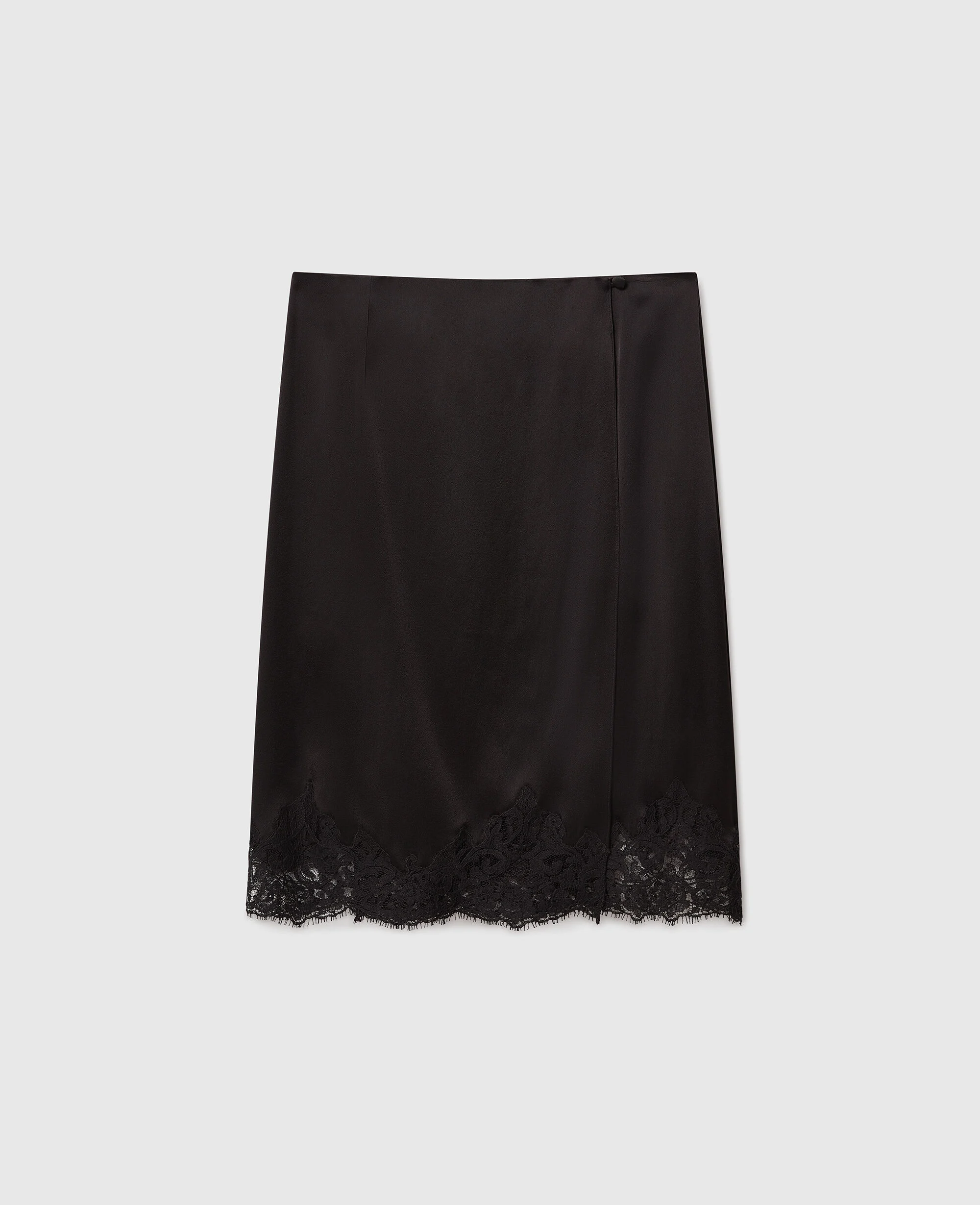 Lace Satin Midi Skirt