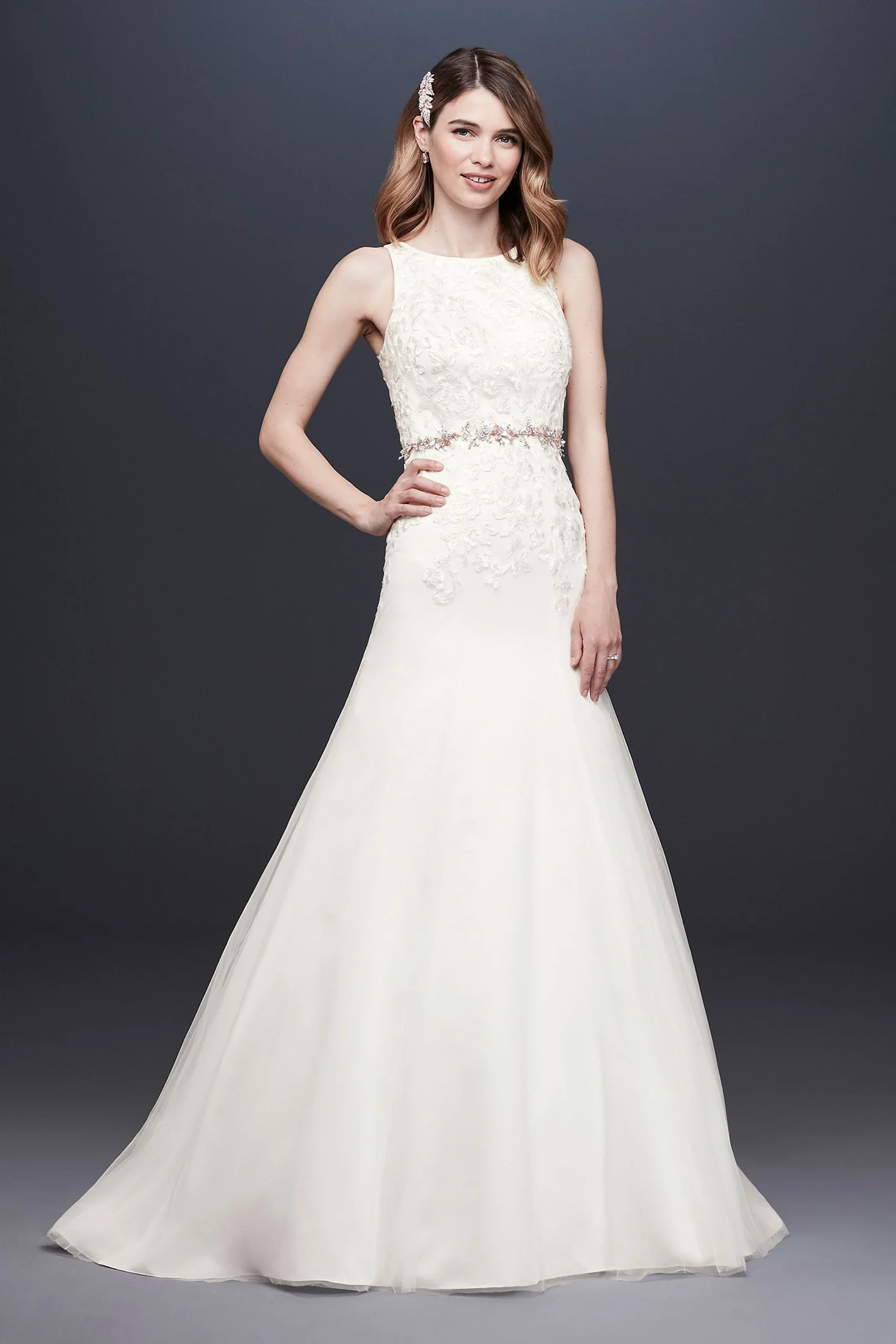 Lace Tank Mermaid Wedding Dress with Keyhole Back