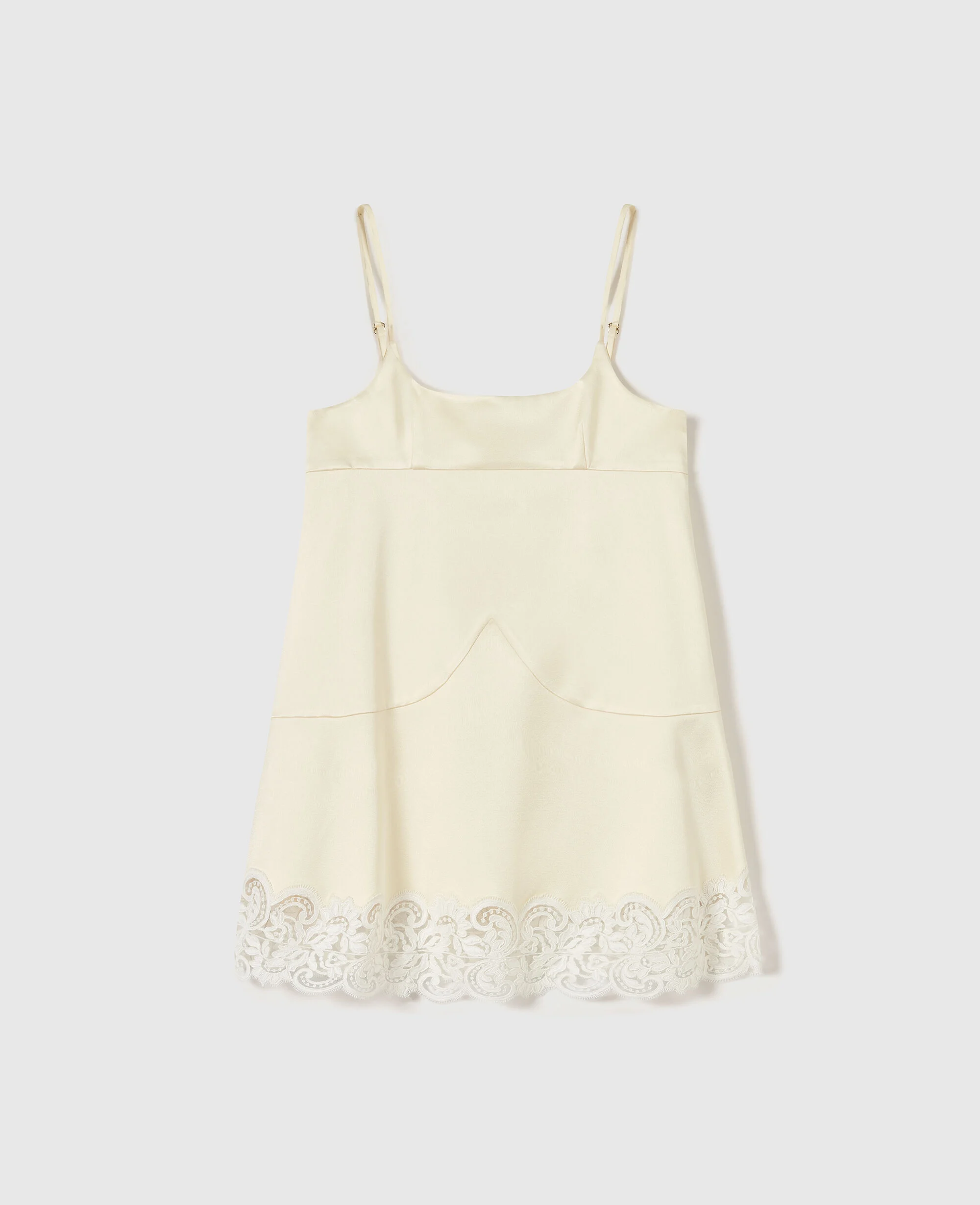 Lace-Trim Satin Mini Dress