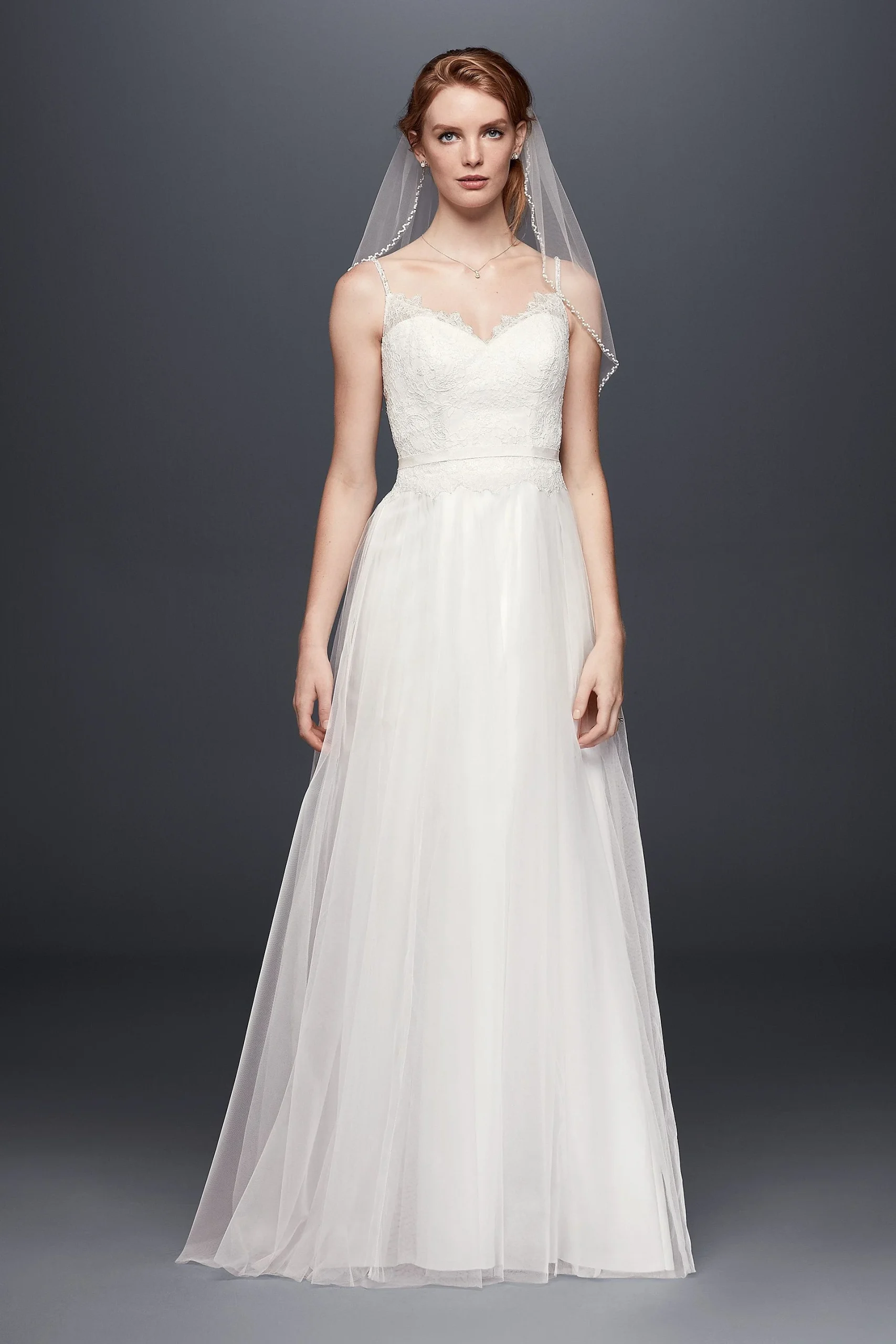 Lace and Tulle Wedding Dress with Beaded Straps