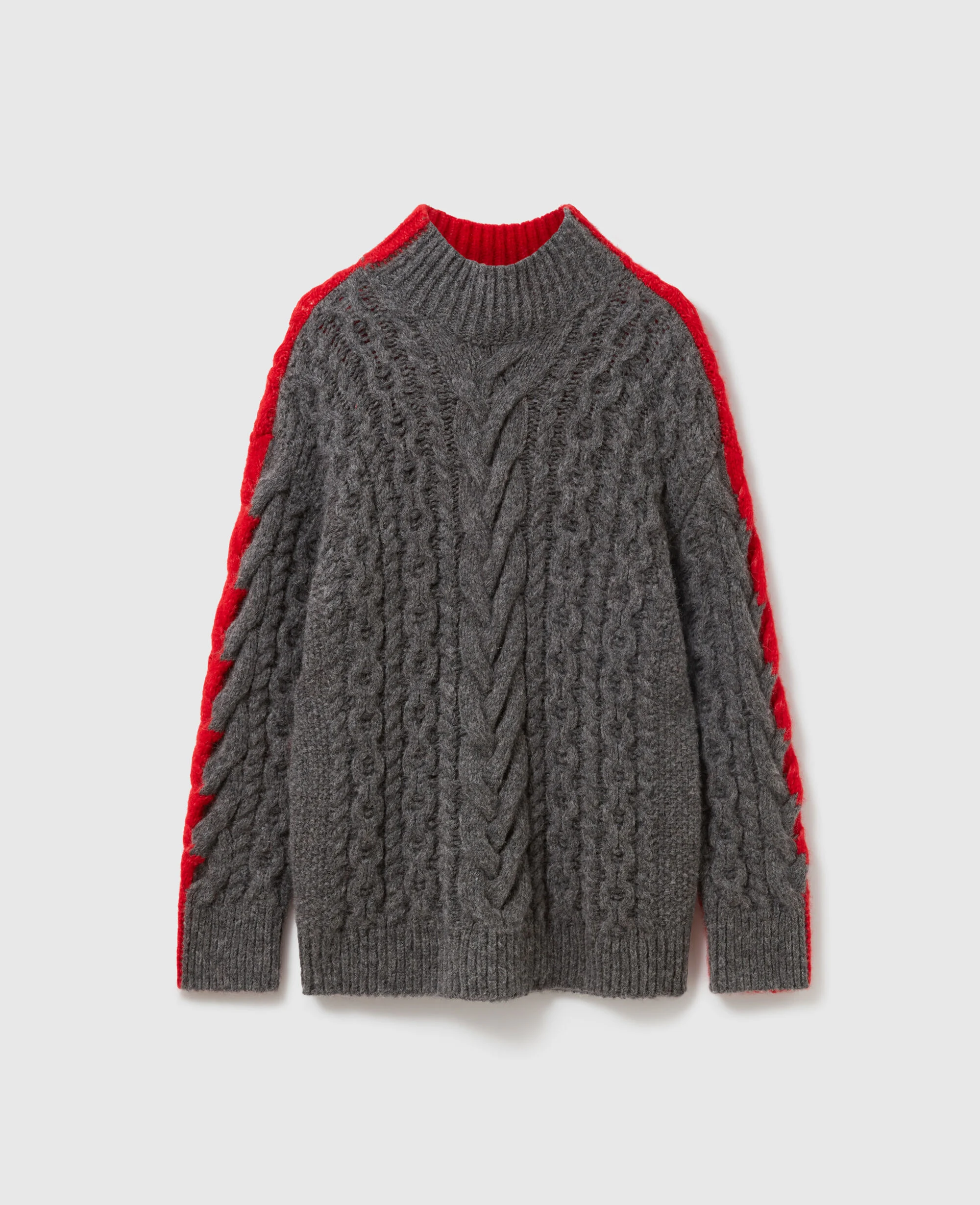 Laced Sleeves Cableknit Turtleneck Jumper