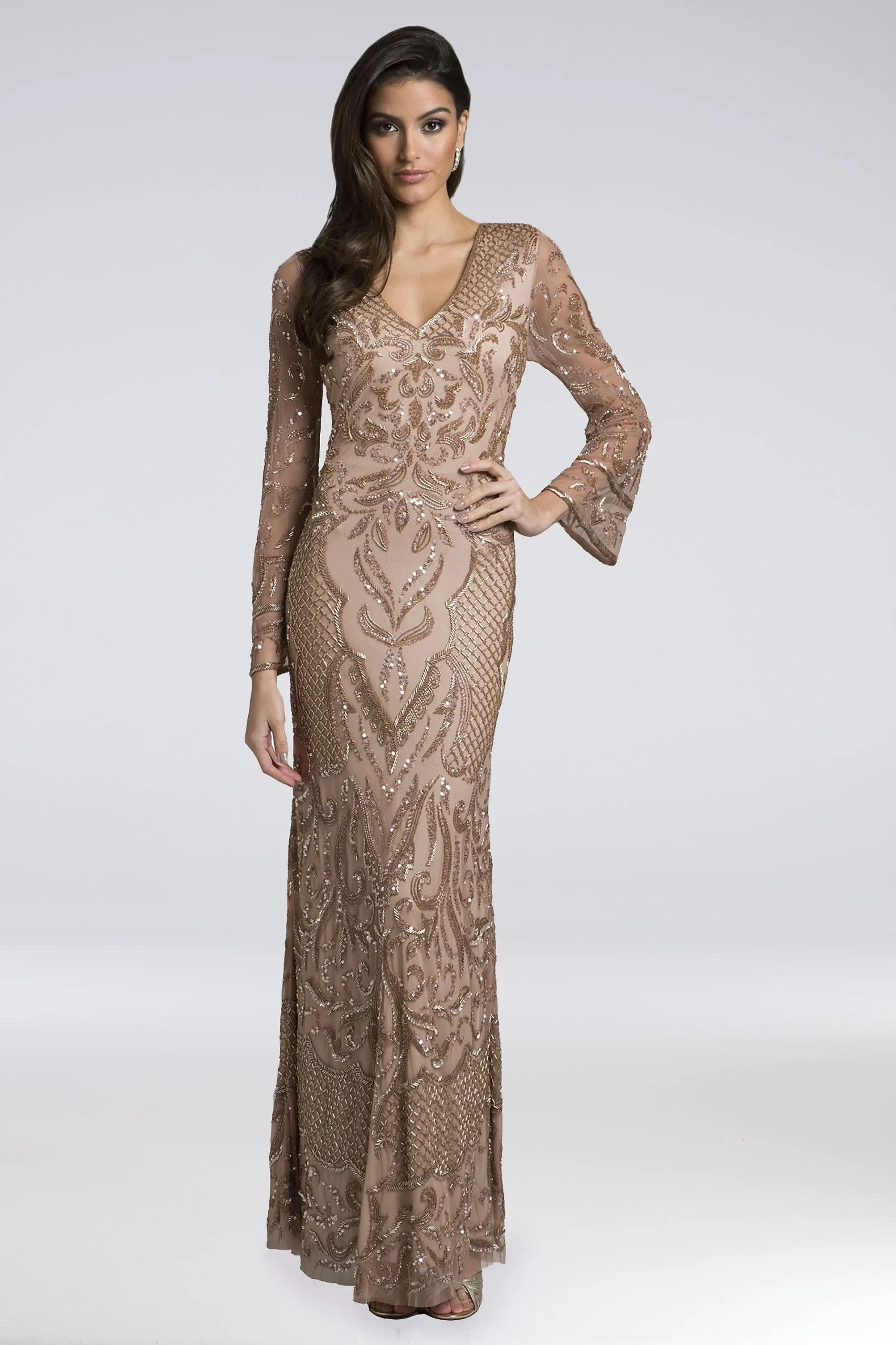 Lara Amanda Beaded Mesh Mermaid Gown