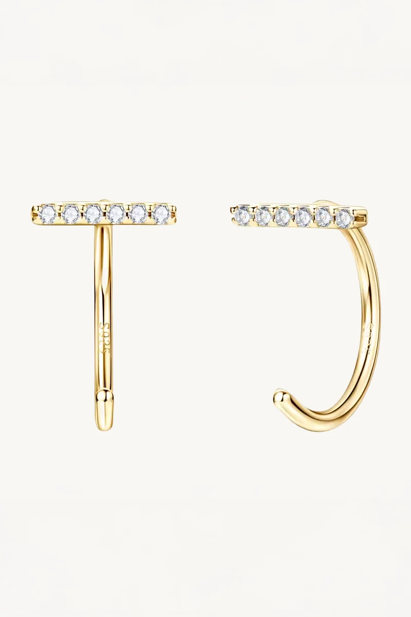 Lara Mini Moissanite Bar Earrings