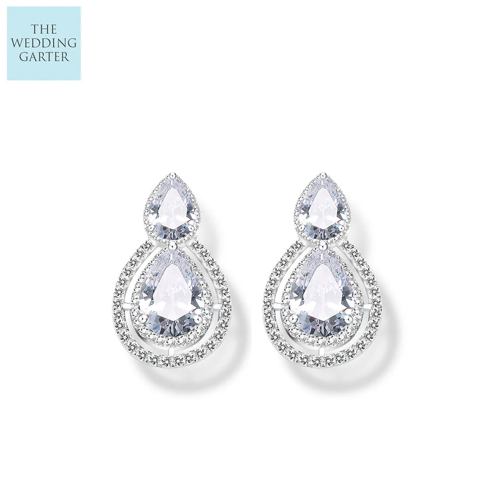 Large Art Deco Stud Statement Earrings For Brides