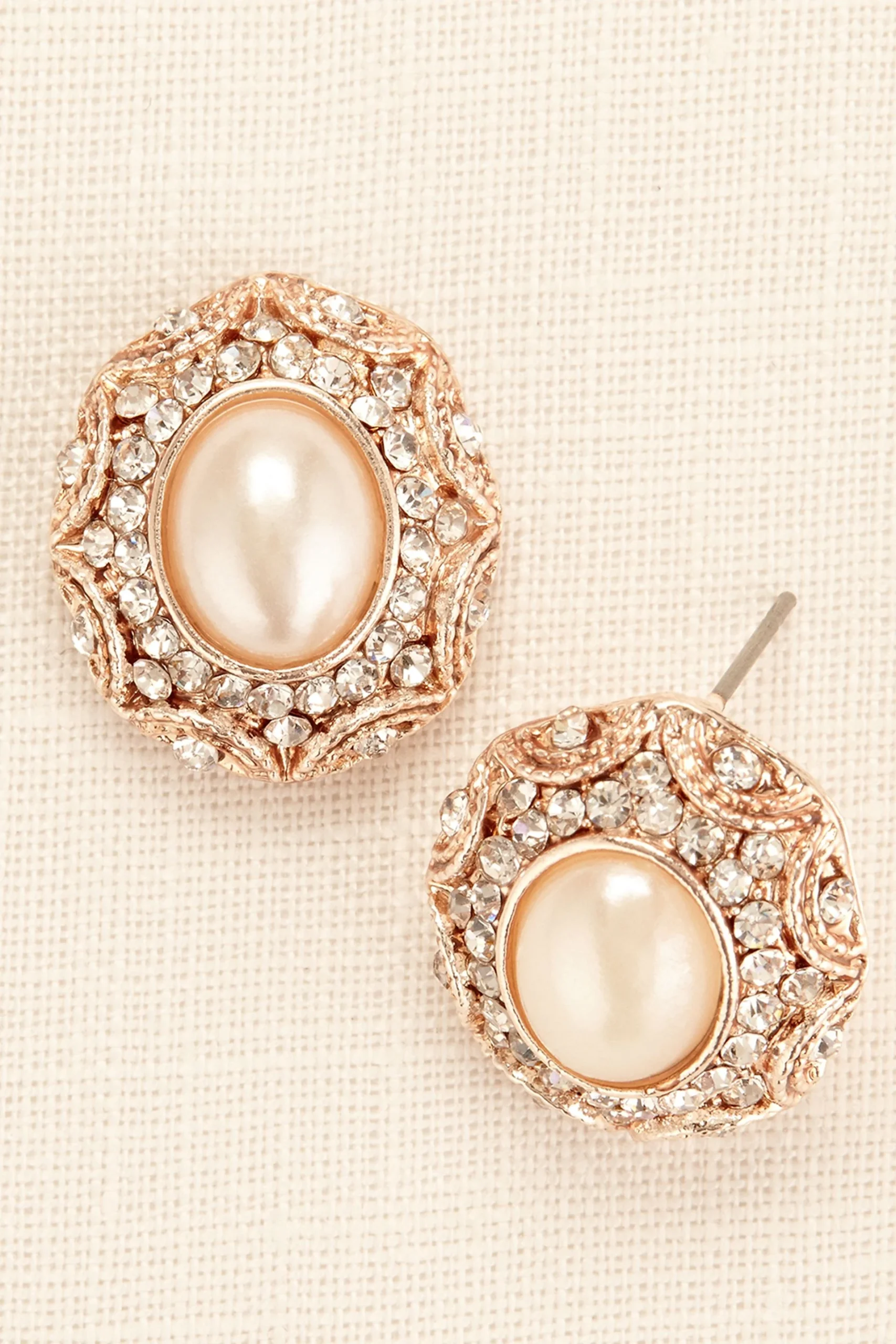Large Button Pearl and Filigree Earrings