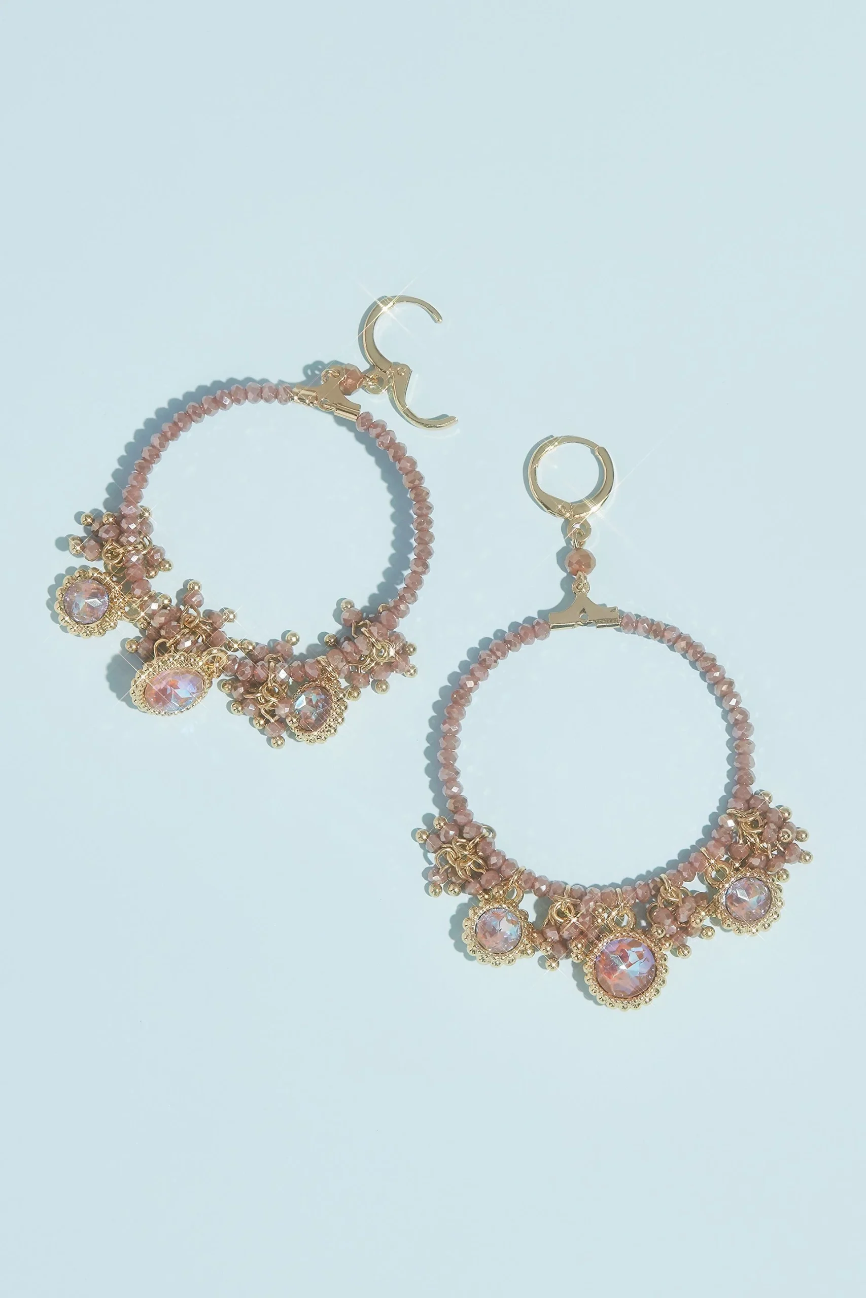 Large Shaky Beaded Hoop Earrings