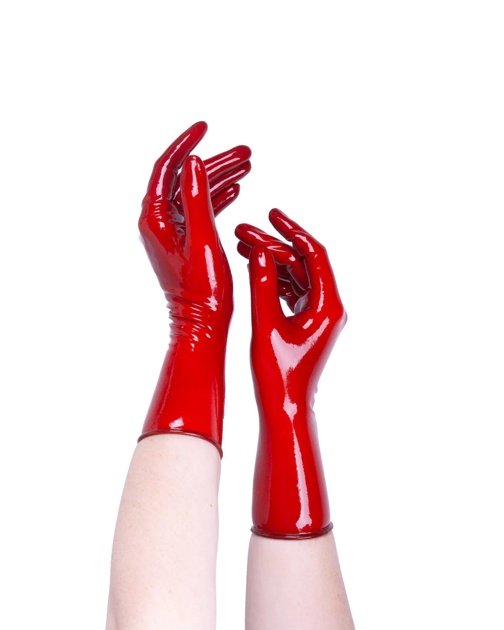 Latex Wrist Length Gloves in Red