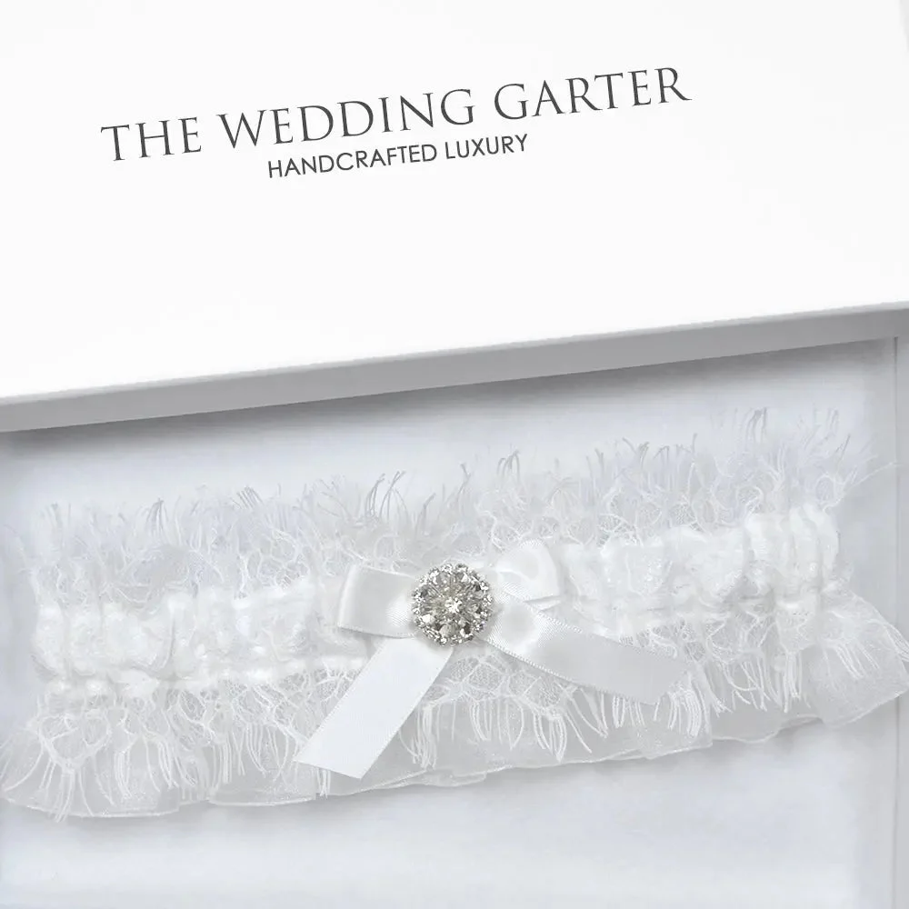 Laurie White Lace Wedding Garter fror Brides