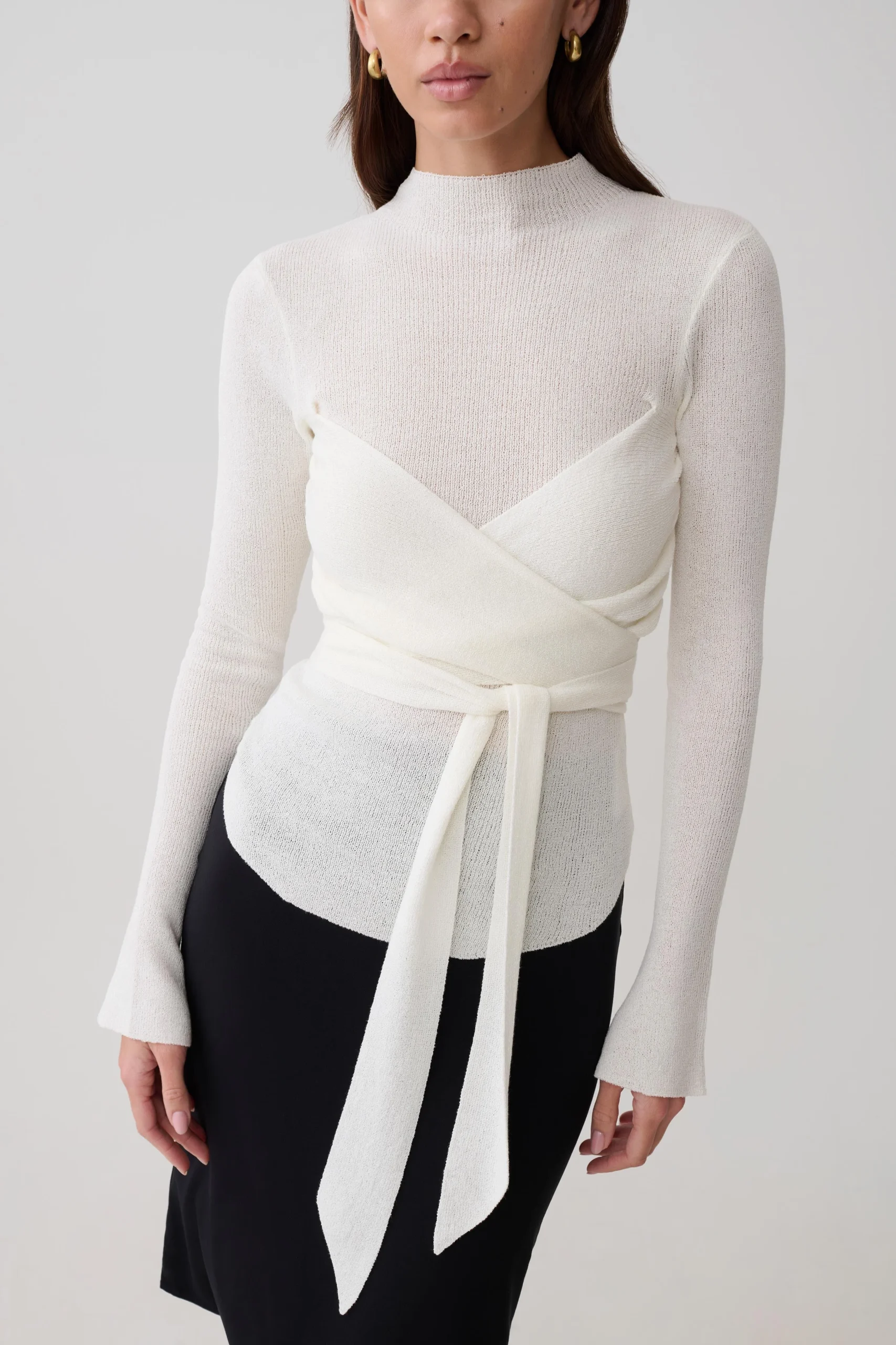LawsonWrap Knit Long Sleeve Top - White