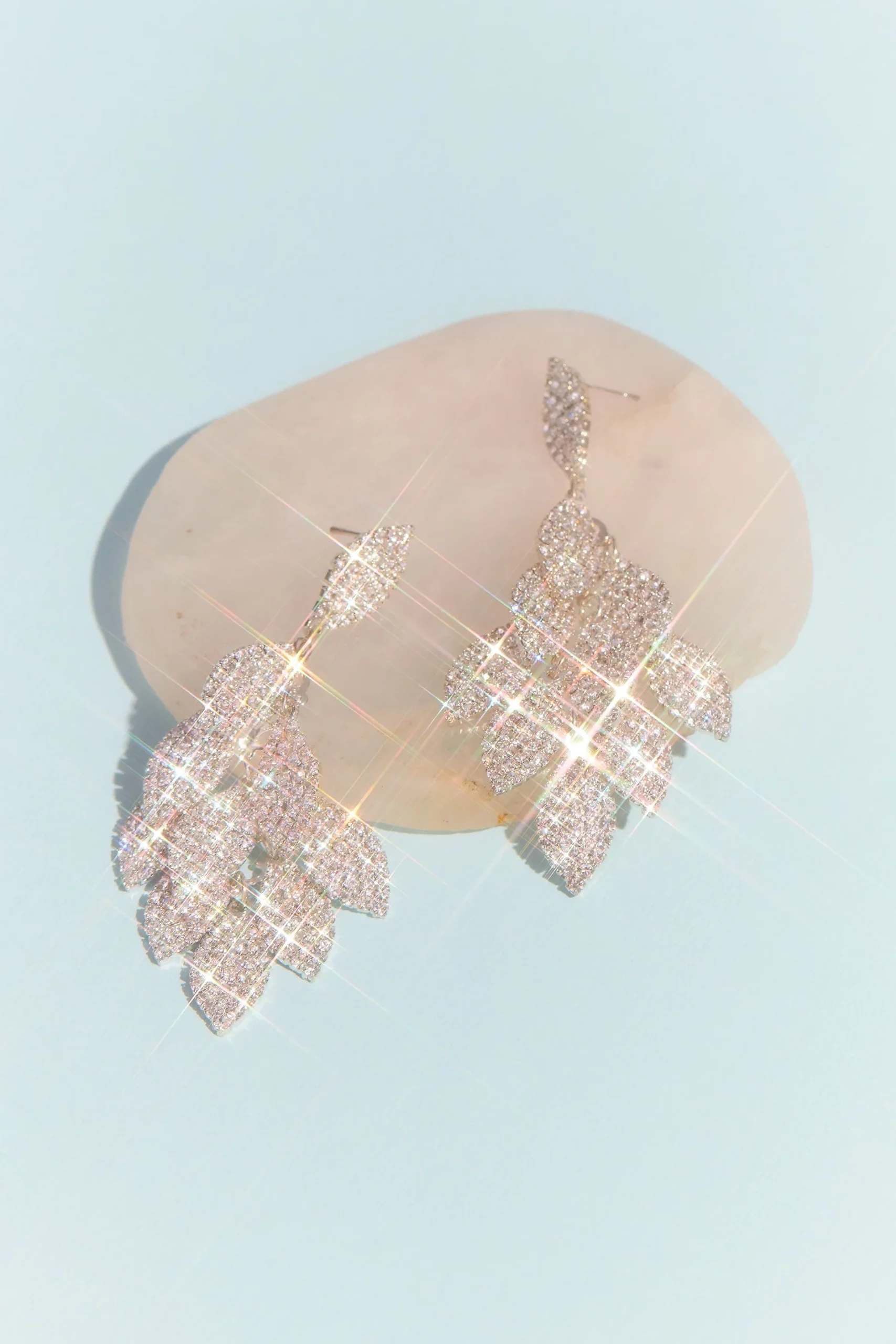 Layered Crystal Leaf Earrings