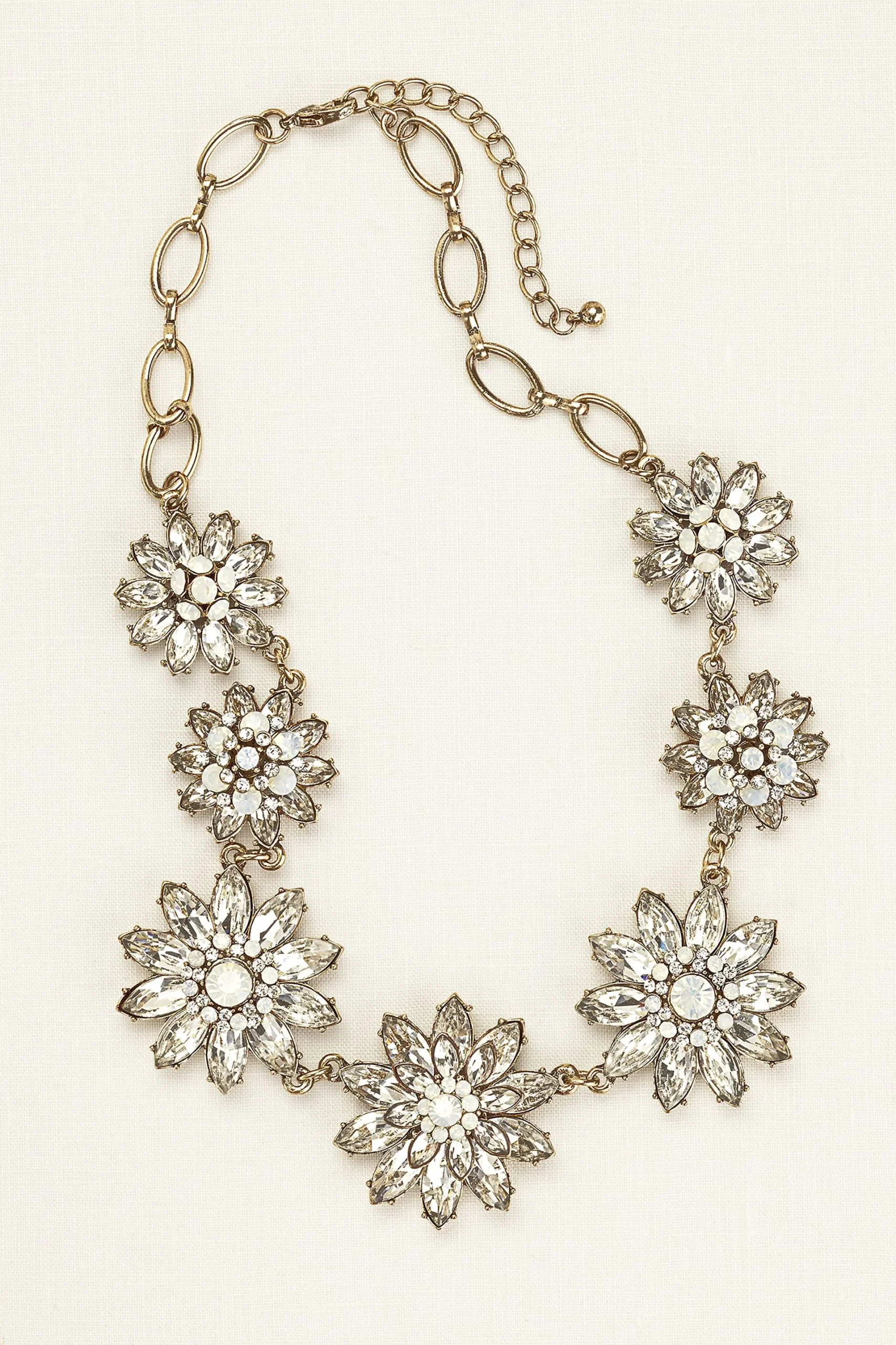 Layered Floral Motif Statement Necklace