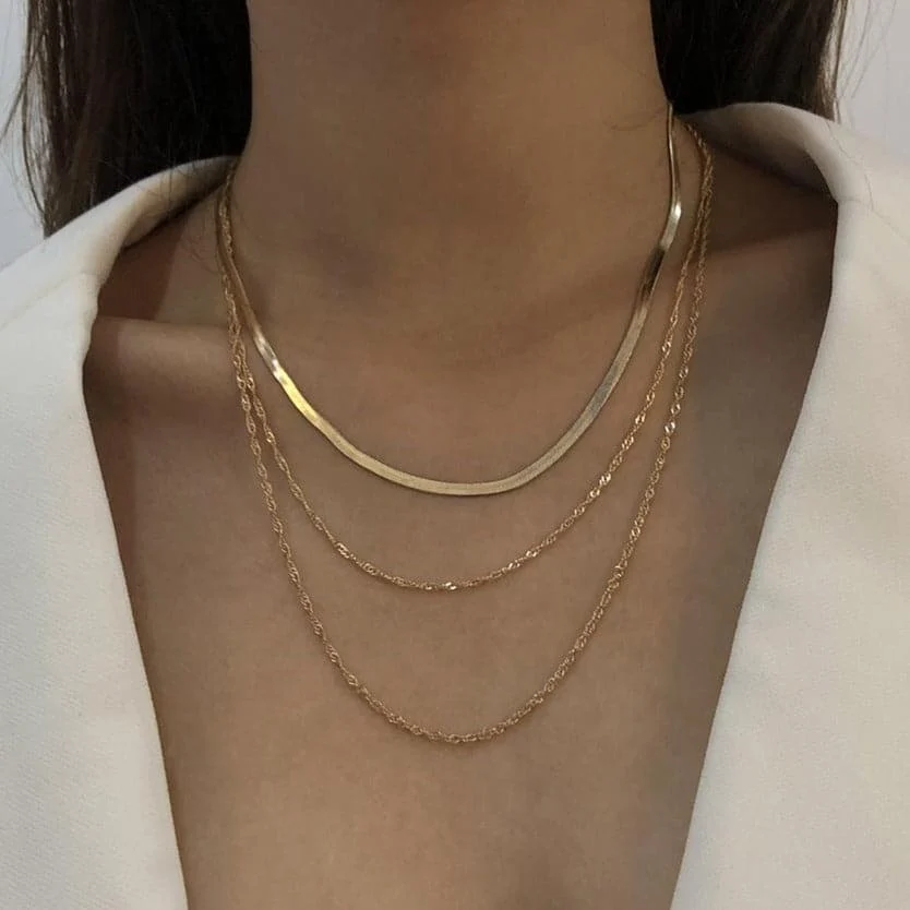 Layered snake chain necklace