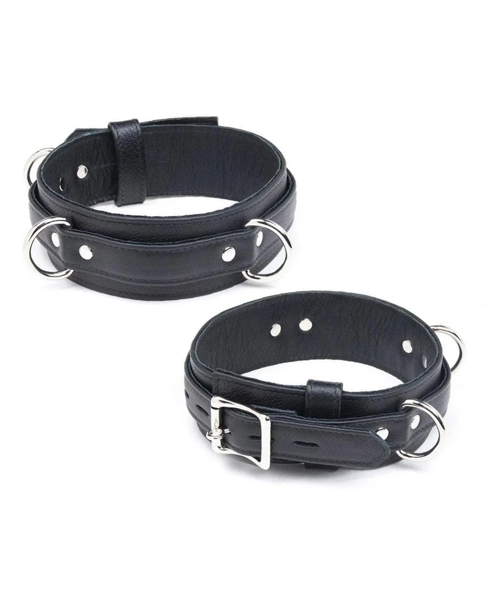 Leather Locking Thigh Cuffs in Black