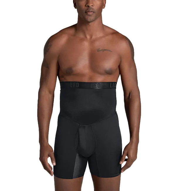 LEO Men's High-Waisted Shaper Boxer Brief (033284) - Black