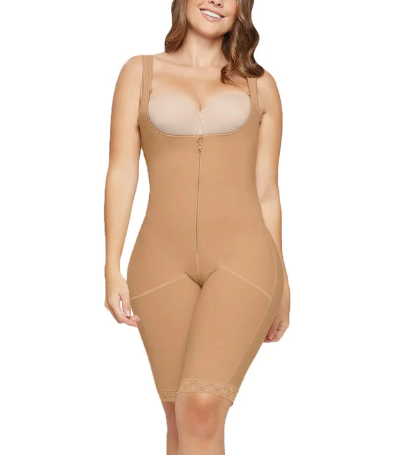 Leonisa Sculpting Body and Thigh Shaper with Wide Straps (018688N) - Beige