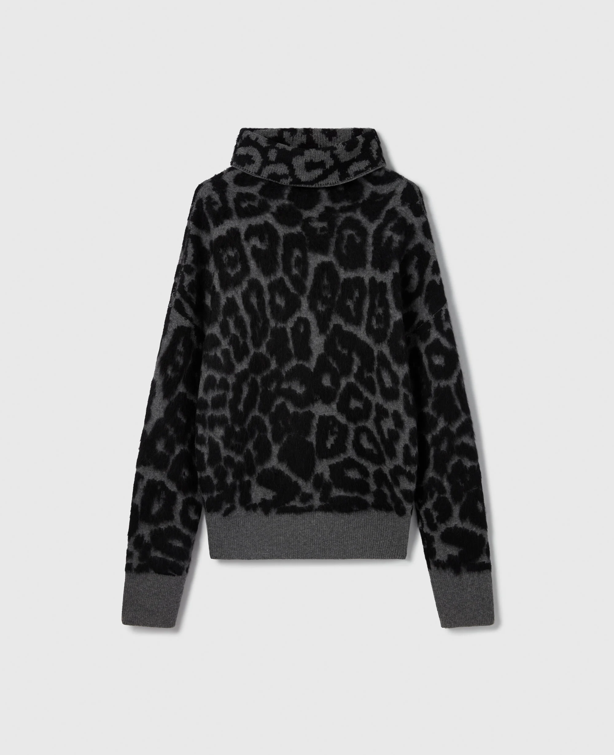 Leopard Jacquard Turtleneck Jumper