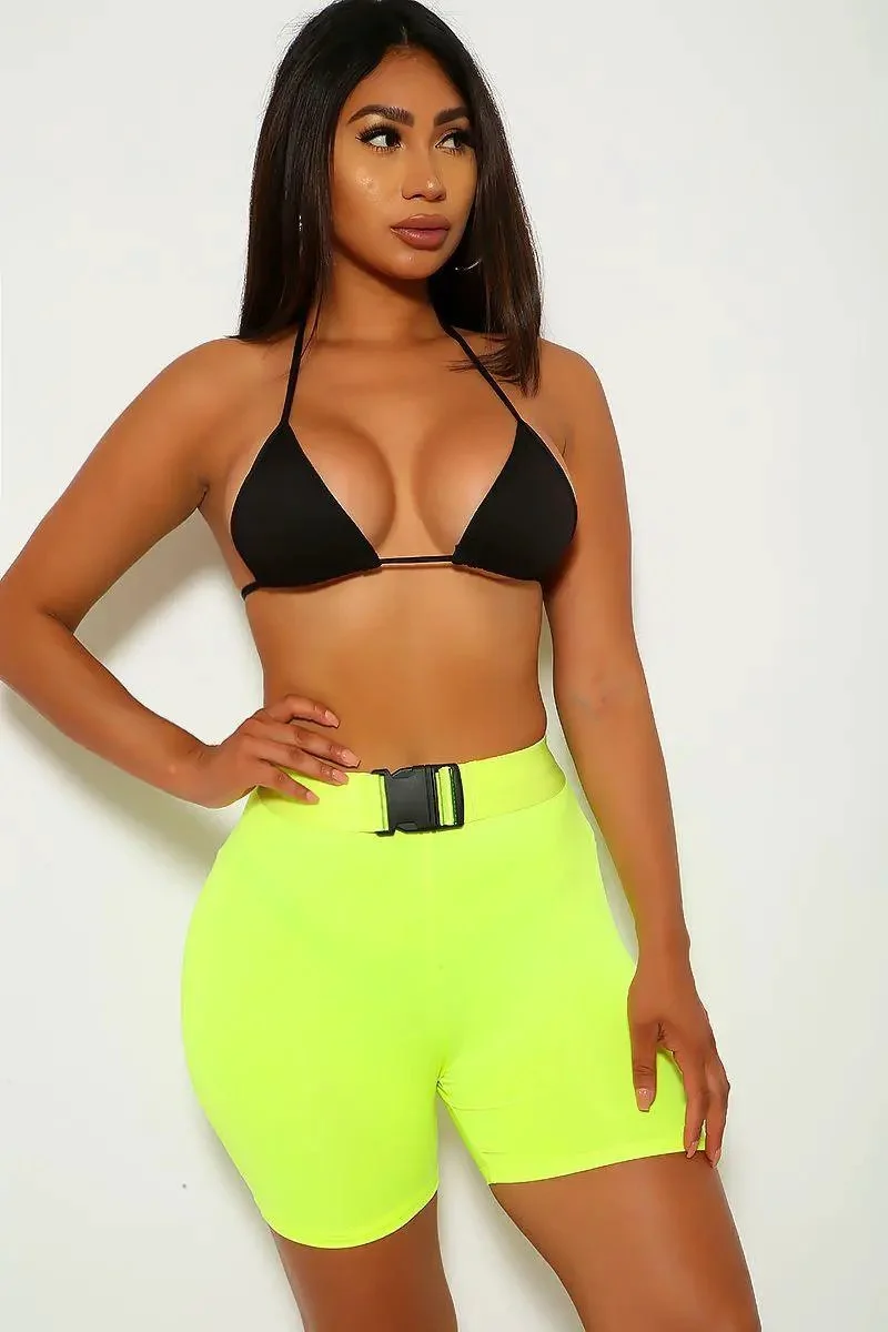 Lime Black Three Piece Swimsuit Set