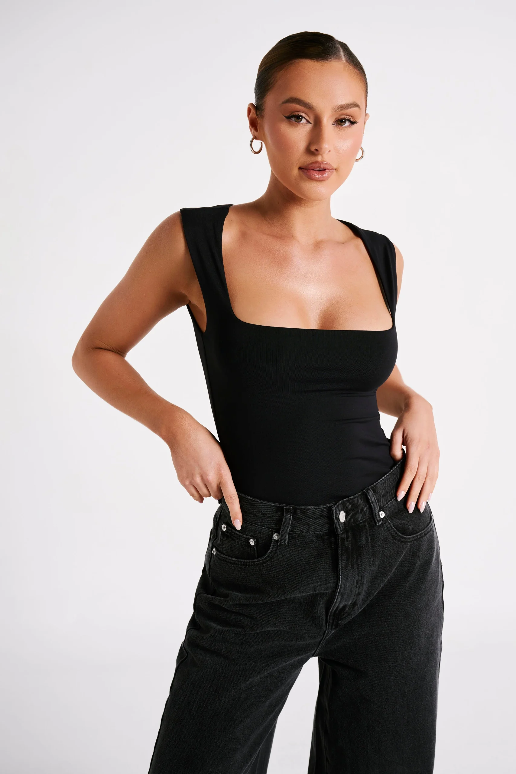 LinleyRecycled Nylon Long Line Top - Black