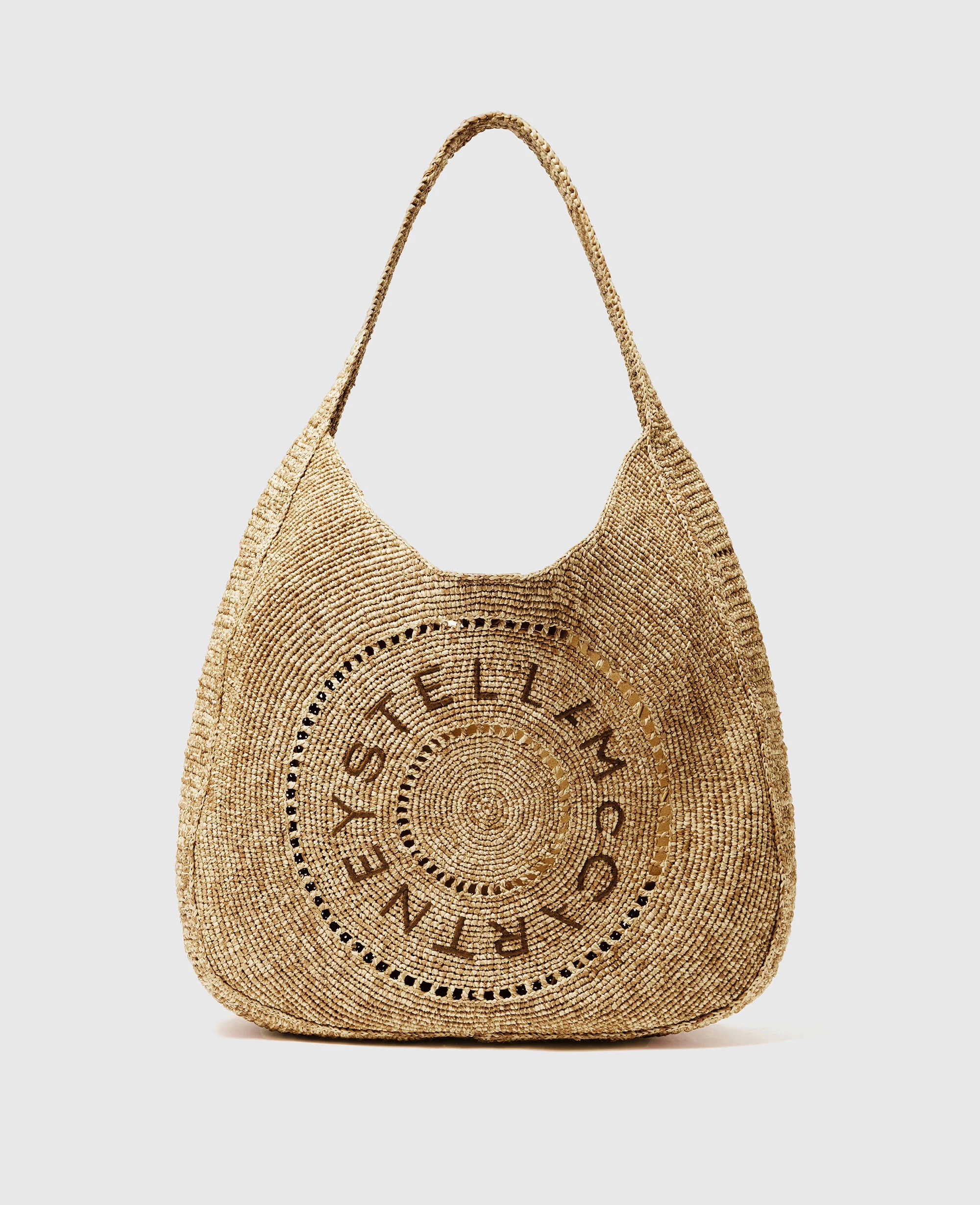 Logo Large Crochet Raffia Hobo Bag