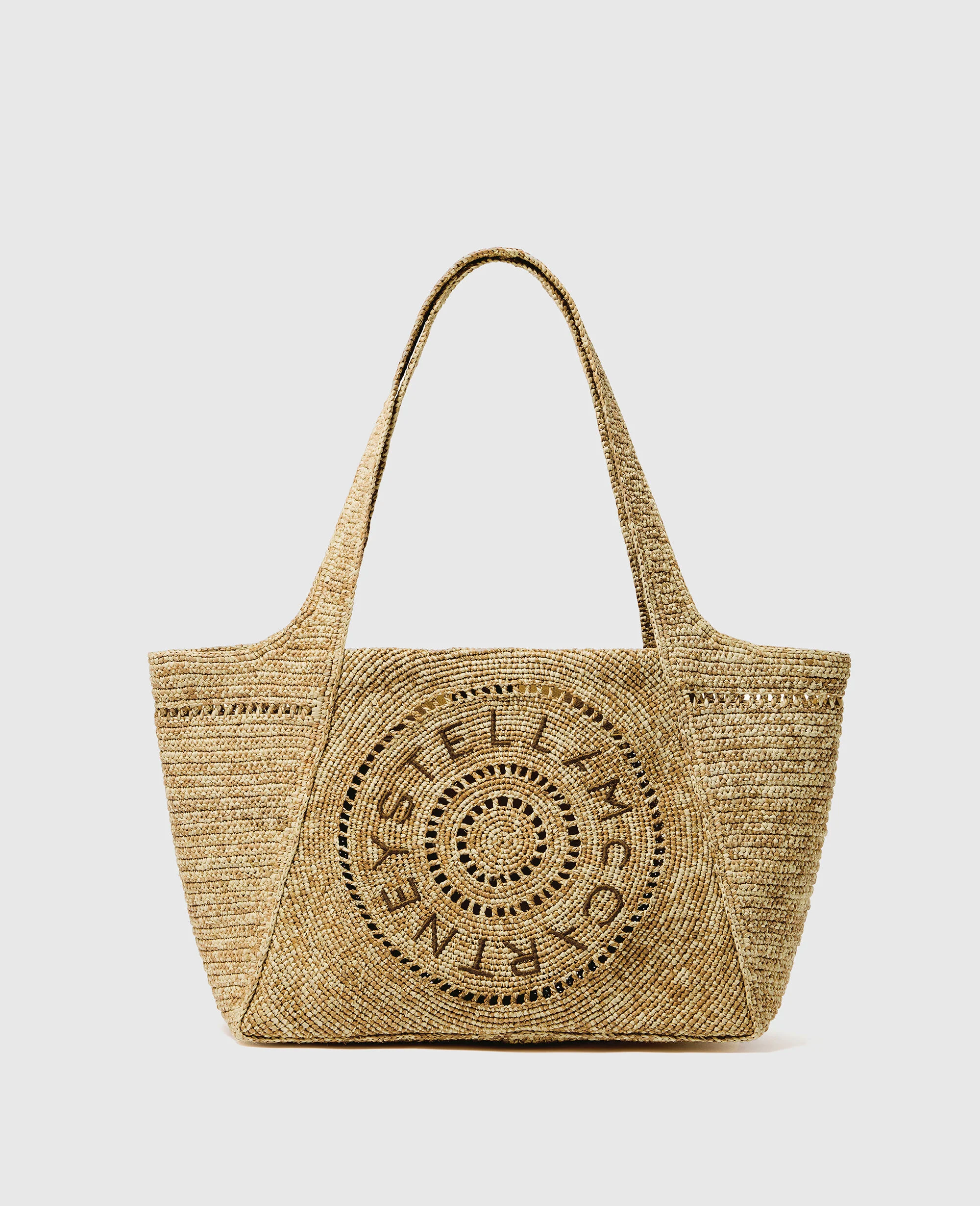 Logo Small Crochet Raffia Tote Bag