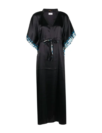 Long Black and Animal Print Kaftan