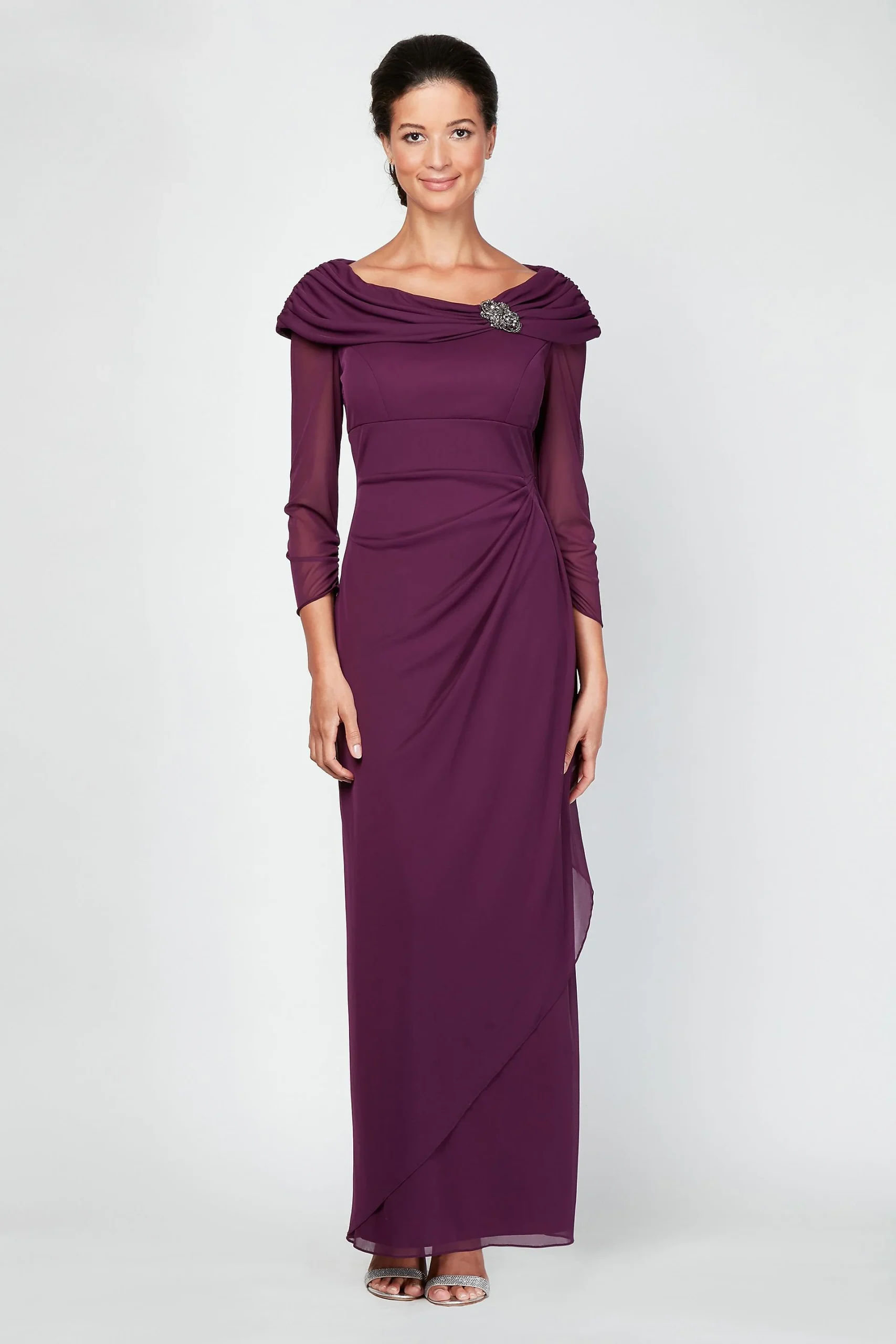 Long Sleeve Sheath Dress with Portrait Collar