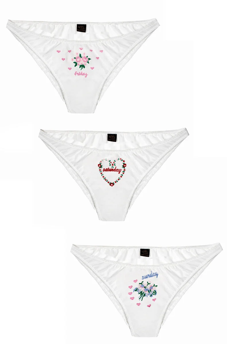 Long Weekend 3 Pack Embroidered French Bikinis