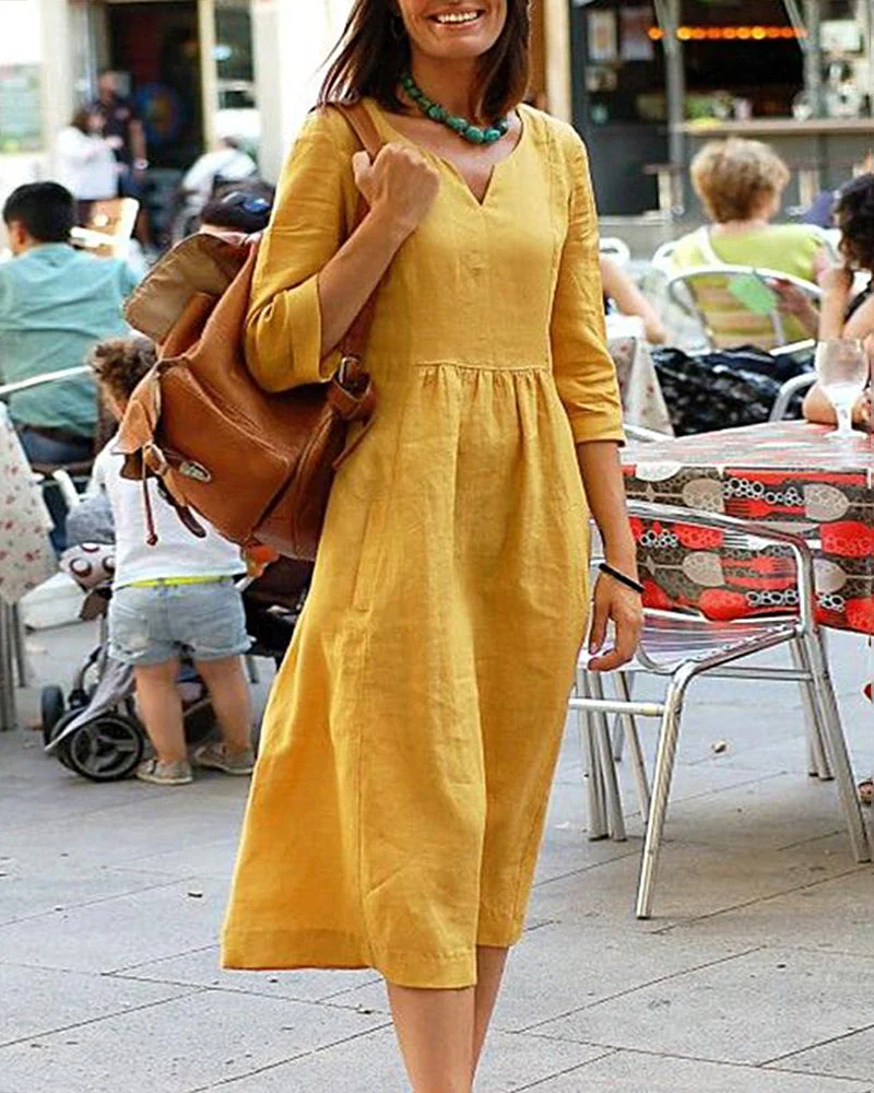 Loose Cotton Linen Beach Dresses