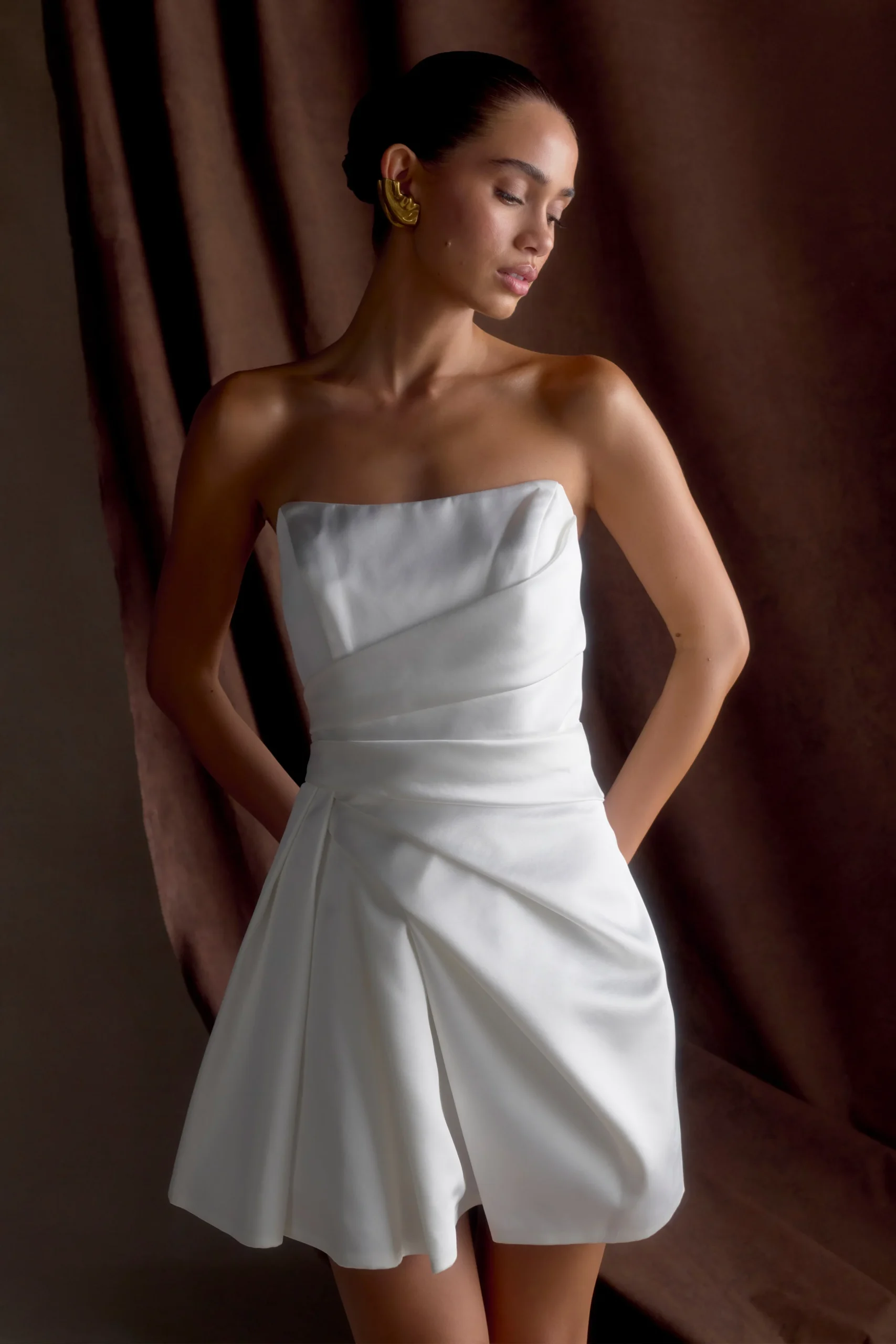 LoraFINAL SALEStrapless Satin Mini Dress - White