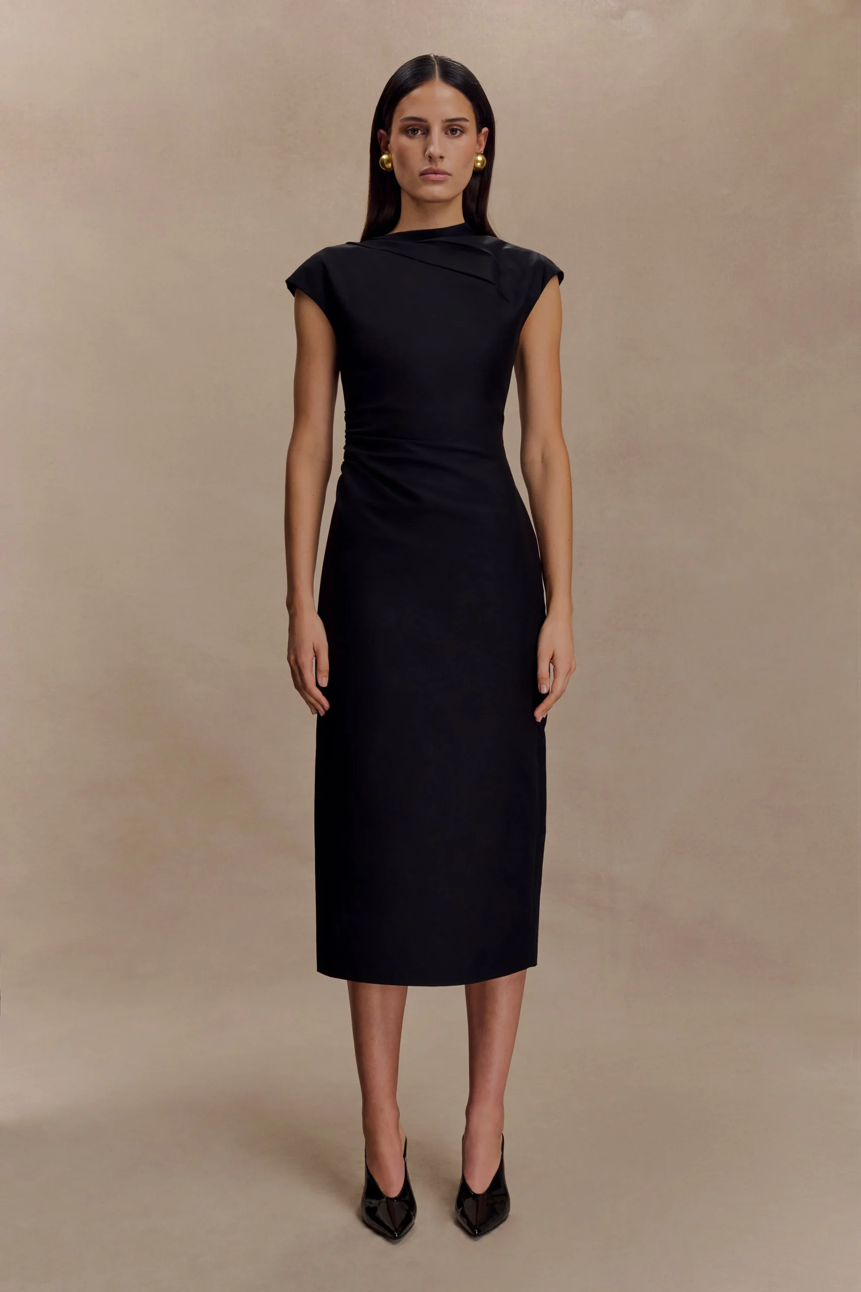 LorenaCotton Midi Dress - Black