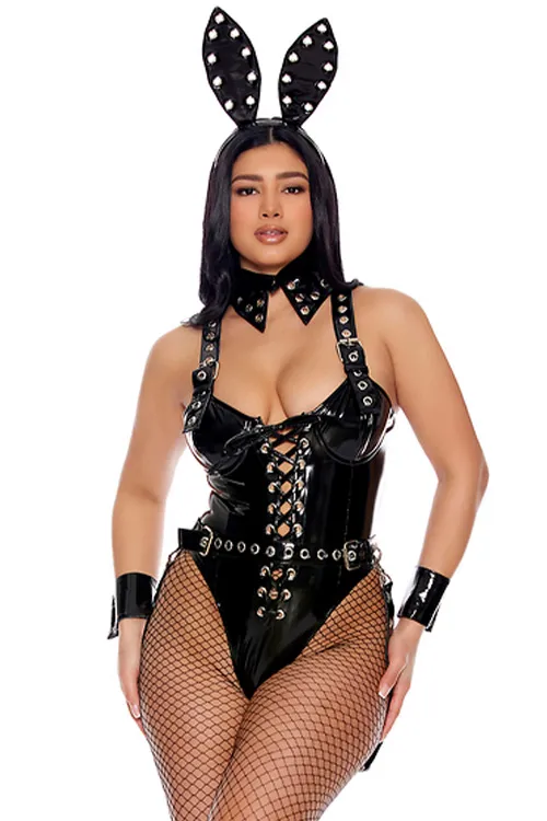 Lotta Bunny 5 Piece Black Sexy Bunny Costume By Forplay