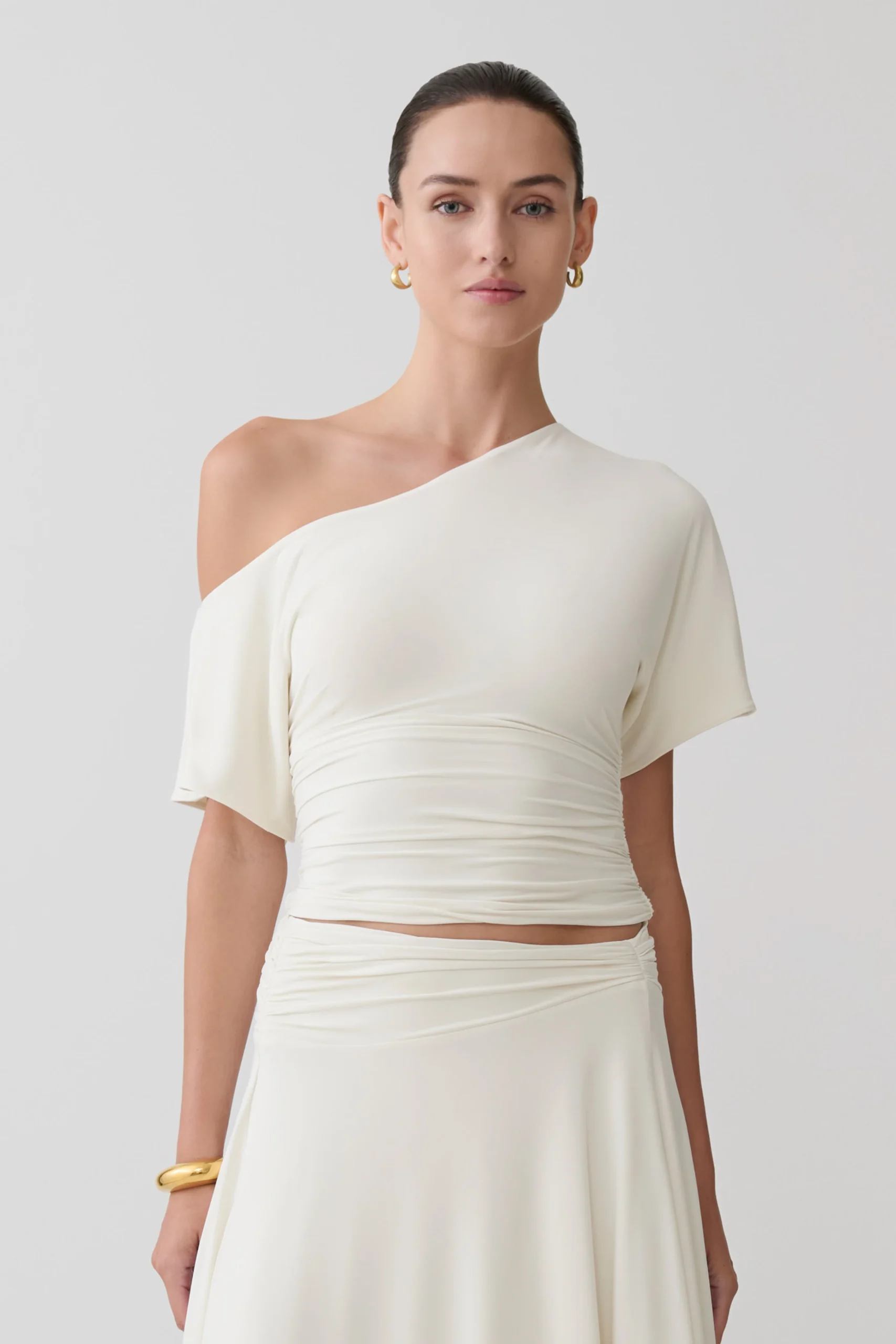LuuOff Shoulder Slinky Top - Ivory