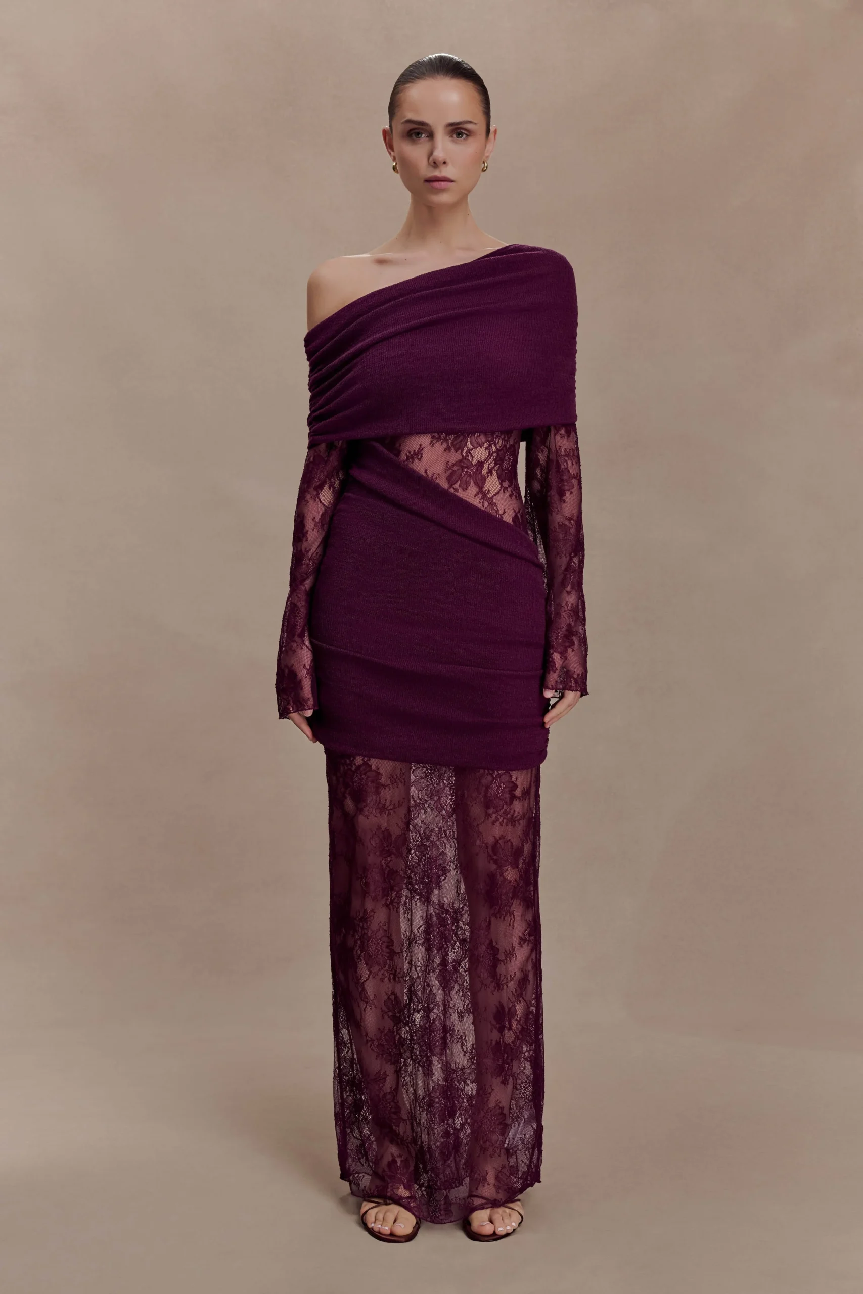 LuxieLace Knit Maxi Dress - Plum