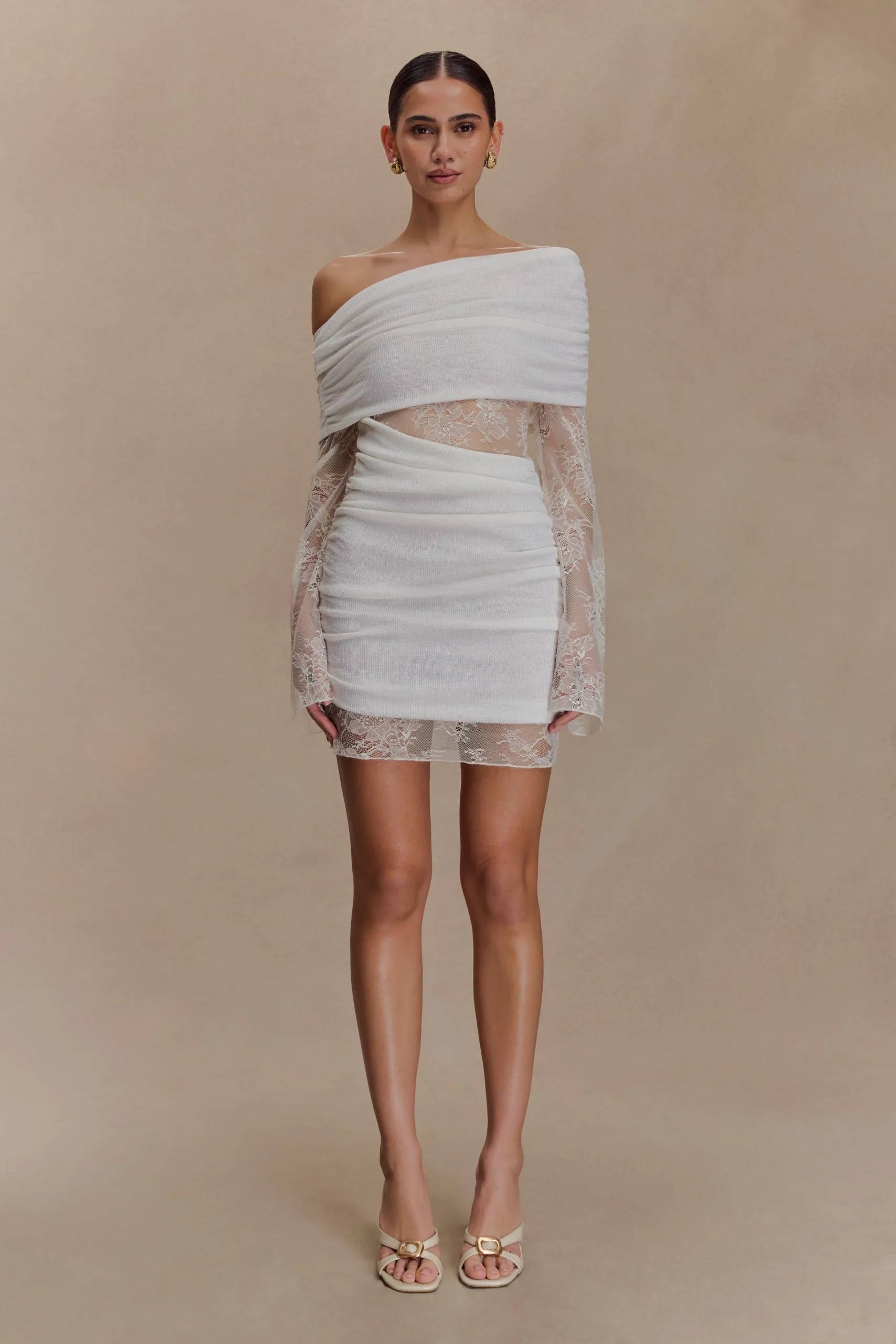 LuxieLace Knit Mini Dress - Ivory