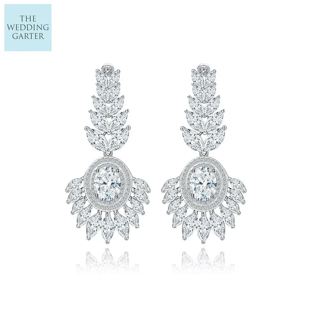 Luxury Bohemian Long Dangle Cubic Zirconia Event Earrings