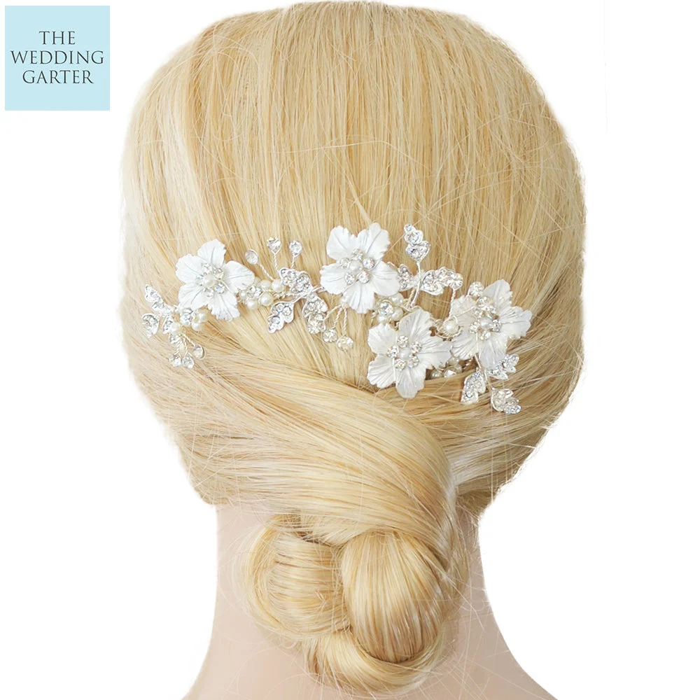 Luxury Crystal Silver Leaf Bridal Headpiece Comb