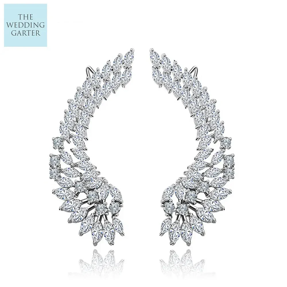 Luxury Cubic Zirconia Angel Wings Stud Earrings