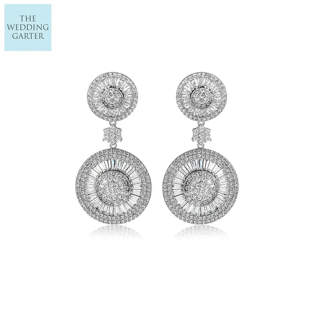 Luxury Cubic Zirconia Art Deco Style Long Dangle Earrings