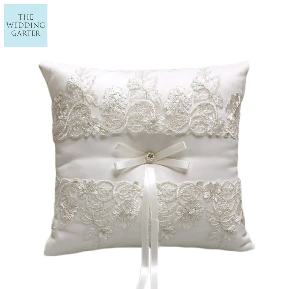 Luxury Soft Satin & Lace Vintage Lace Ring Bearer Pillow