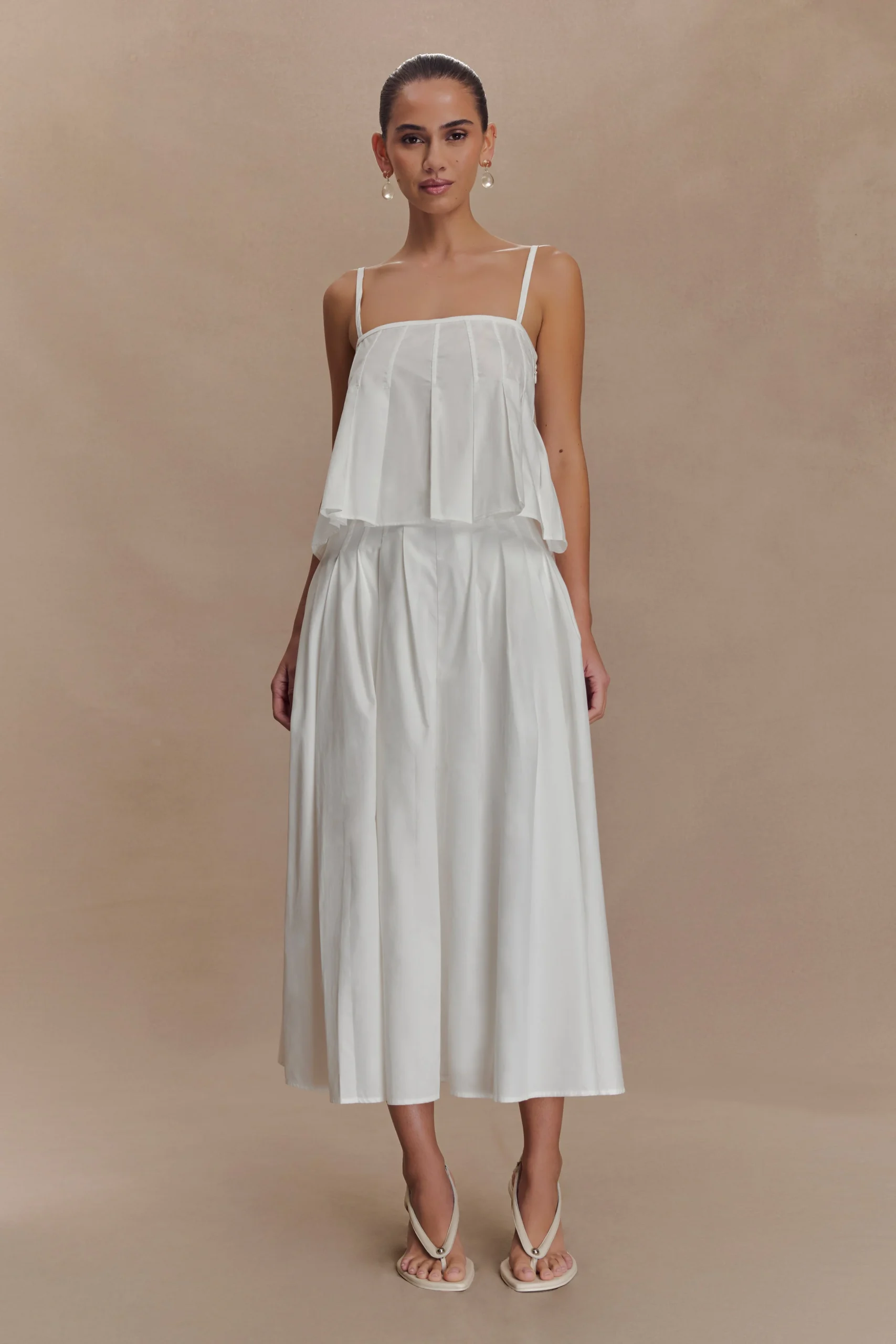 MaeFINAL SALEA-Line Midi Skirt - White
