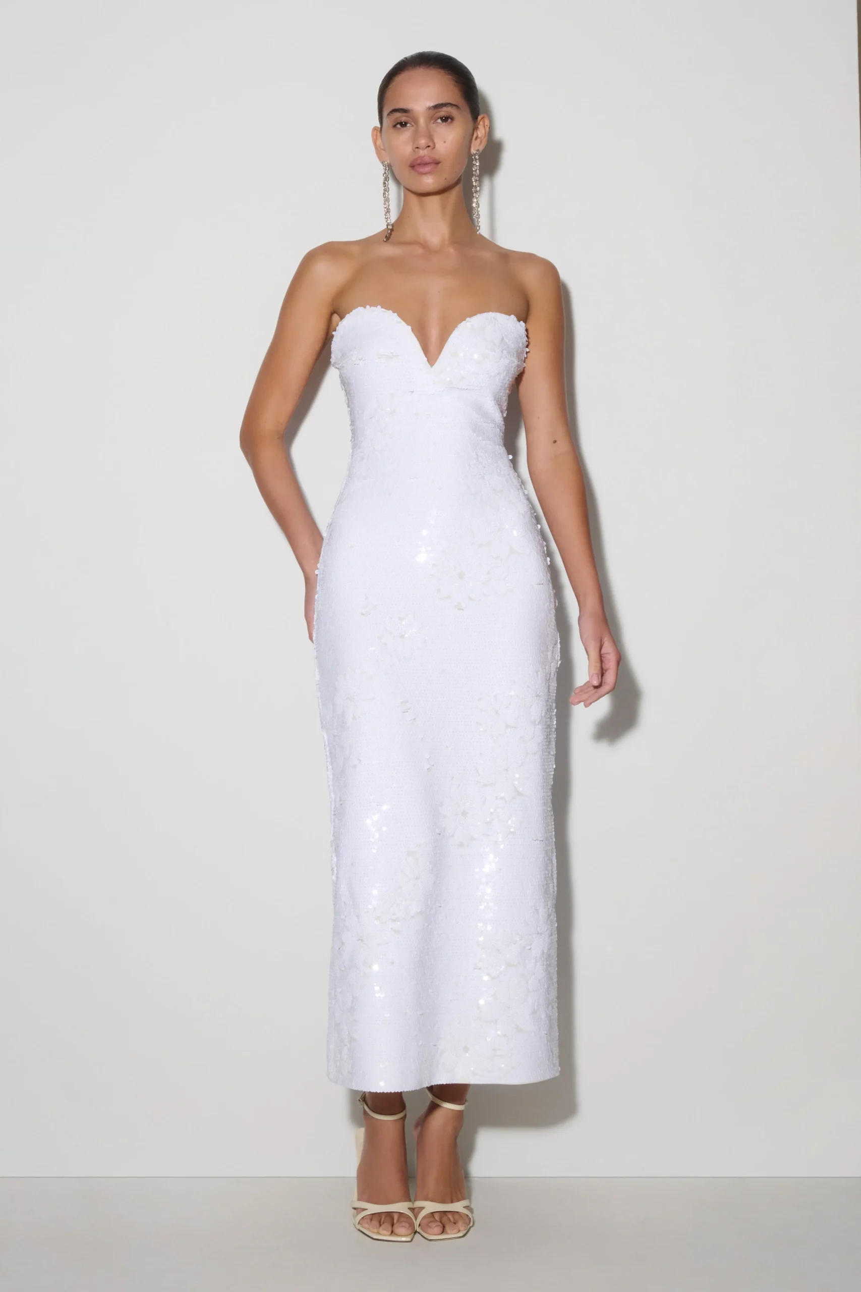 MaisieStrapless Sequin Midi Dress - White