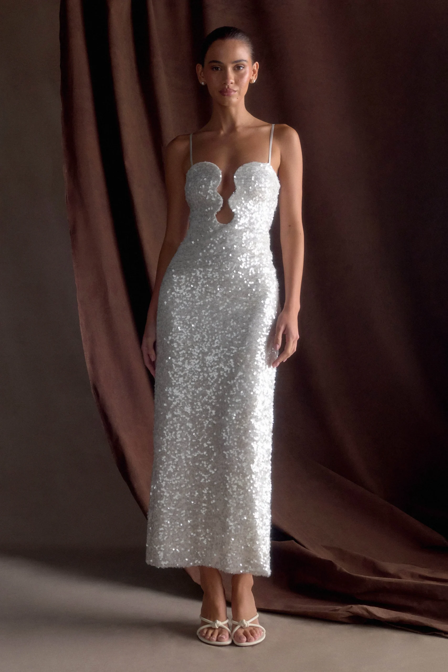 MakariSequin Maxi Dress - White