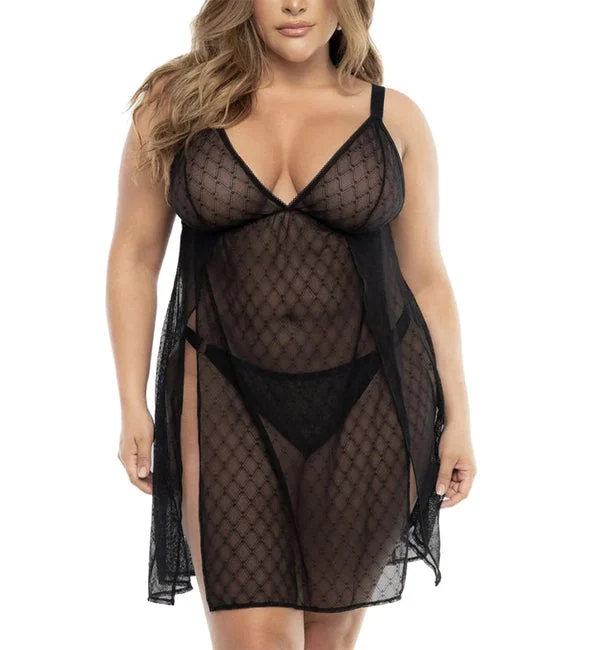 Mapale Samantha Geo Babydoll PLUS (7498X) - Black