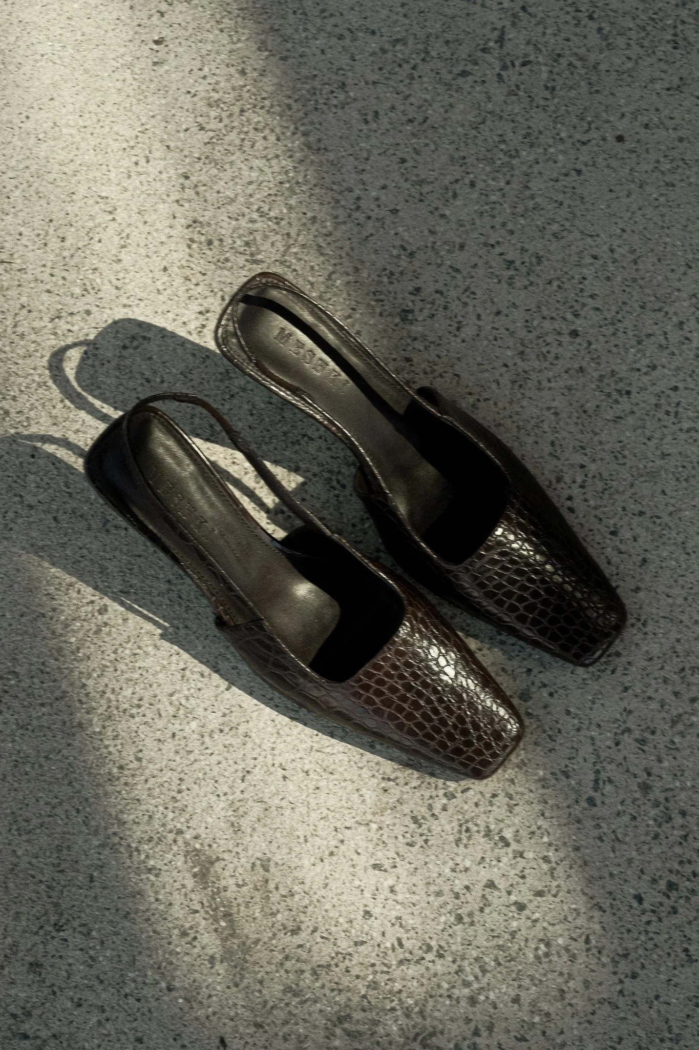 MarenFaux Leather Crocodile Heel - Chocolate
