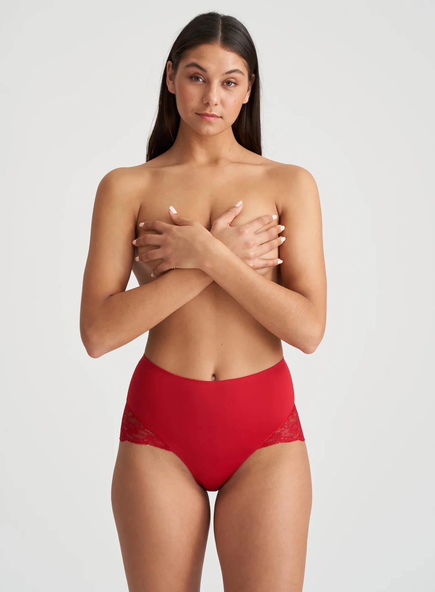 Marie Jo: Color Studio Lace High Waisted Brief Scarlet