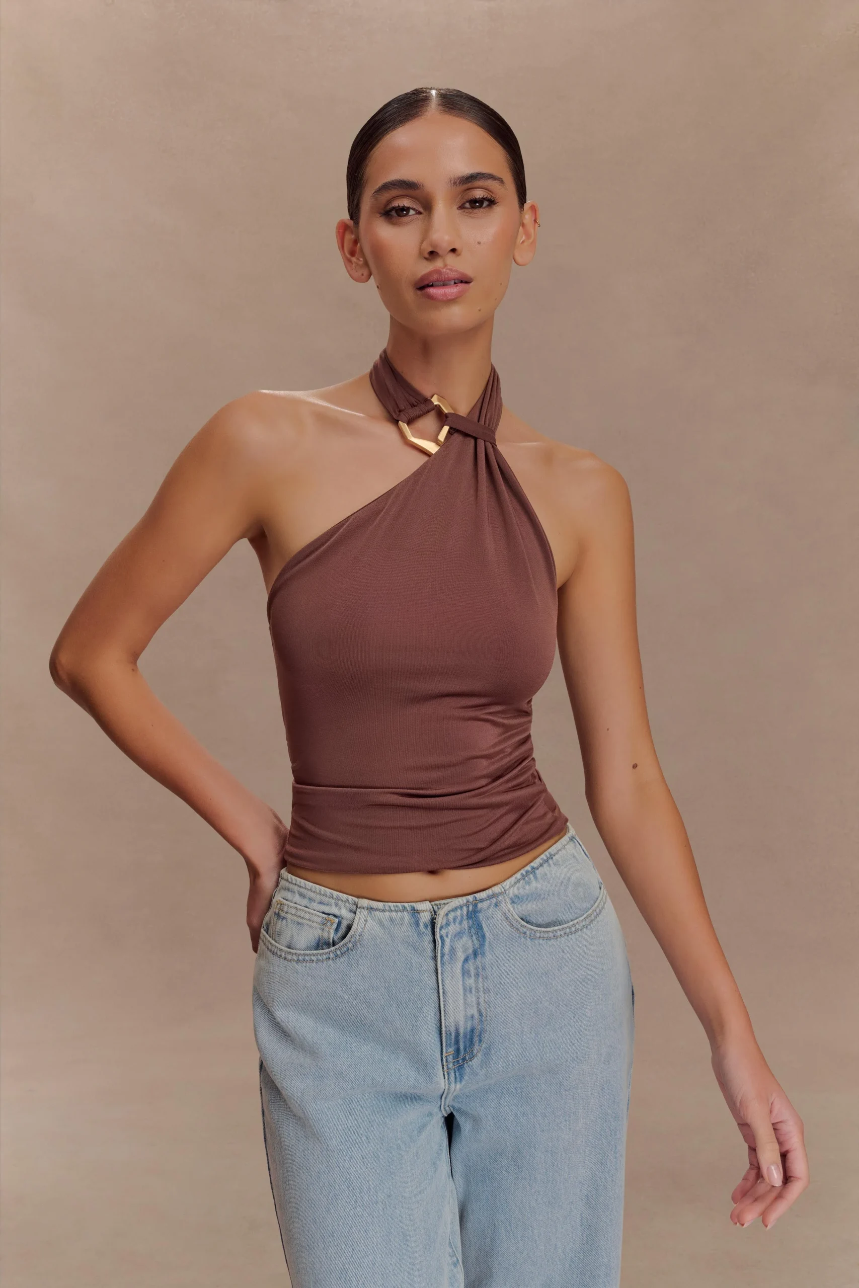 MariposaFINAL SALESlinky Halter Top - Chocolate