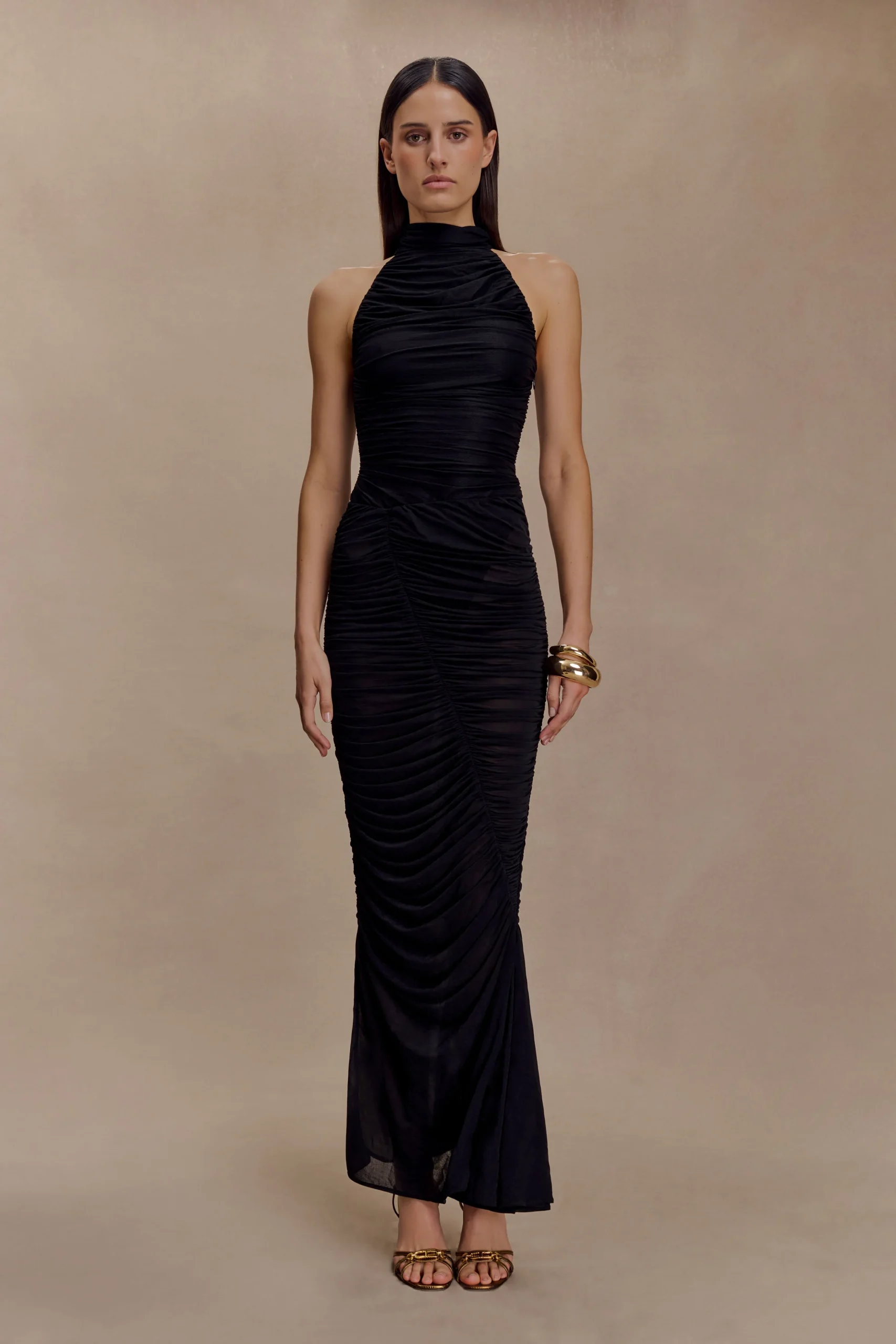 MatildaFINAL SALERuched Mesh Maxi Skirt - Black