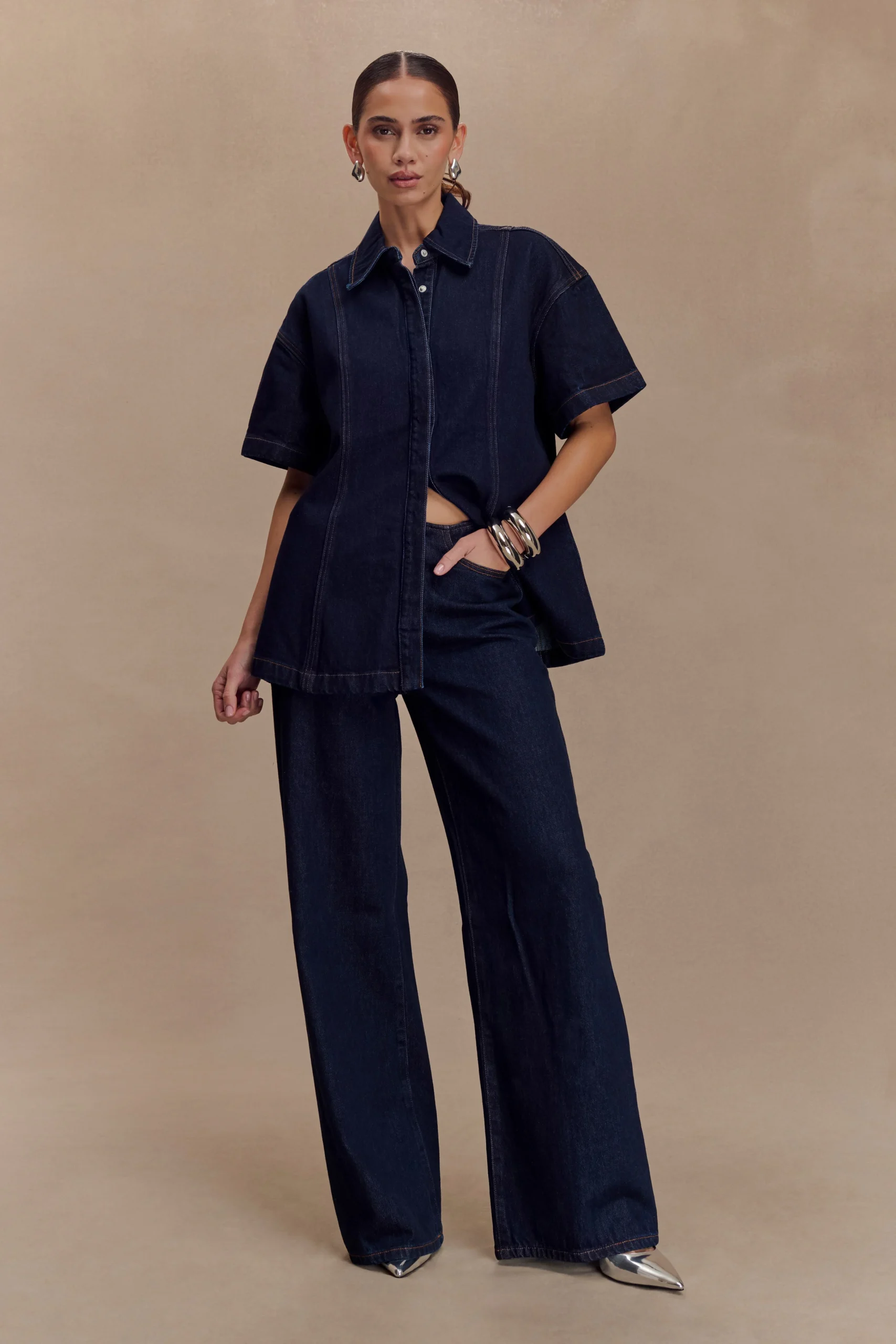 MayaOversized Denim Shirt - Indigo Blue