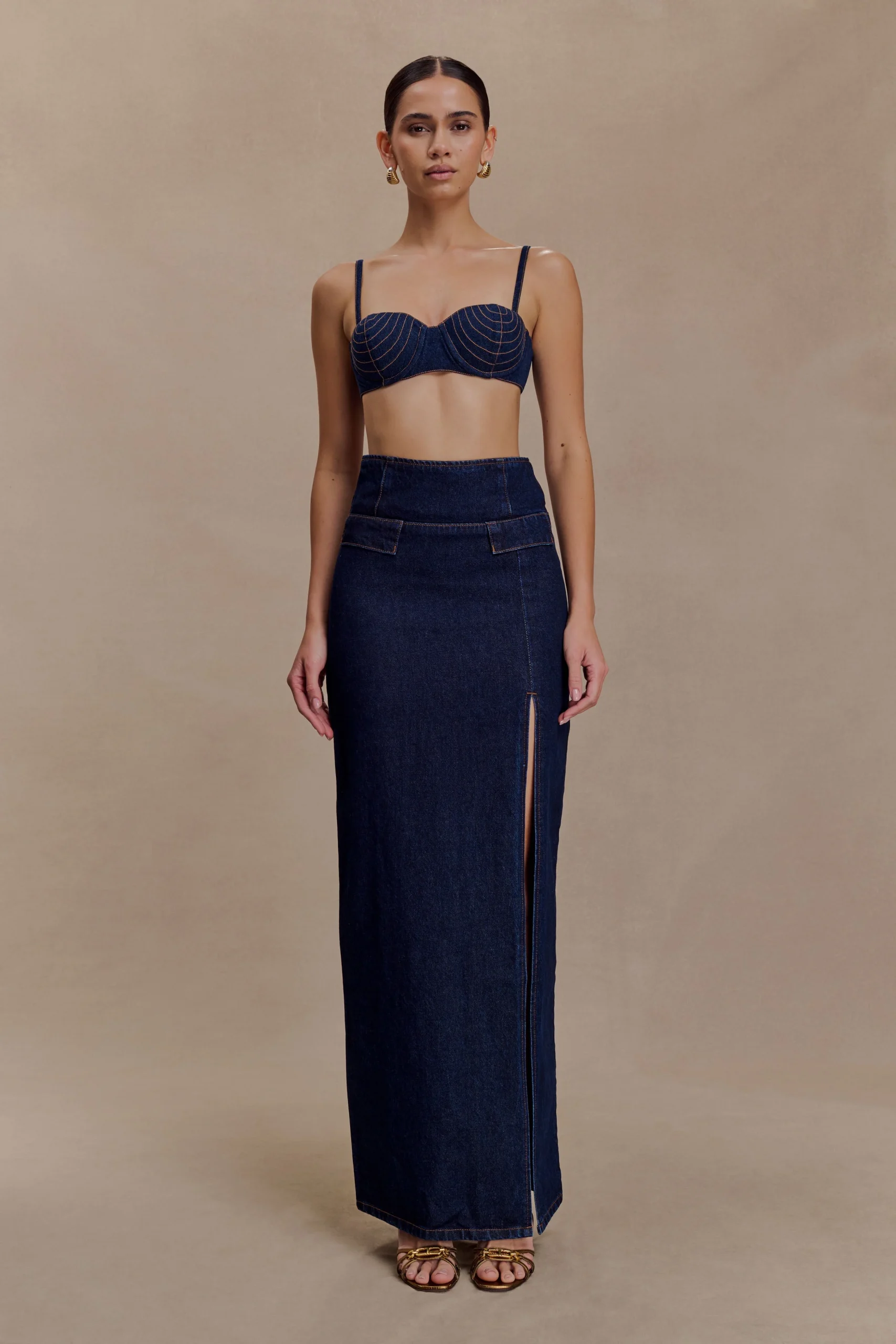 MaylenaHigh Rise Denim Maxi Skirt - Indigo Blue