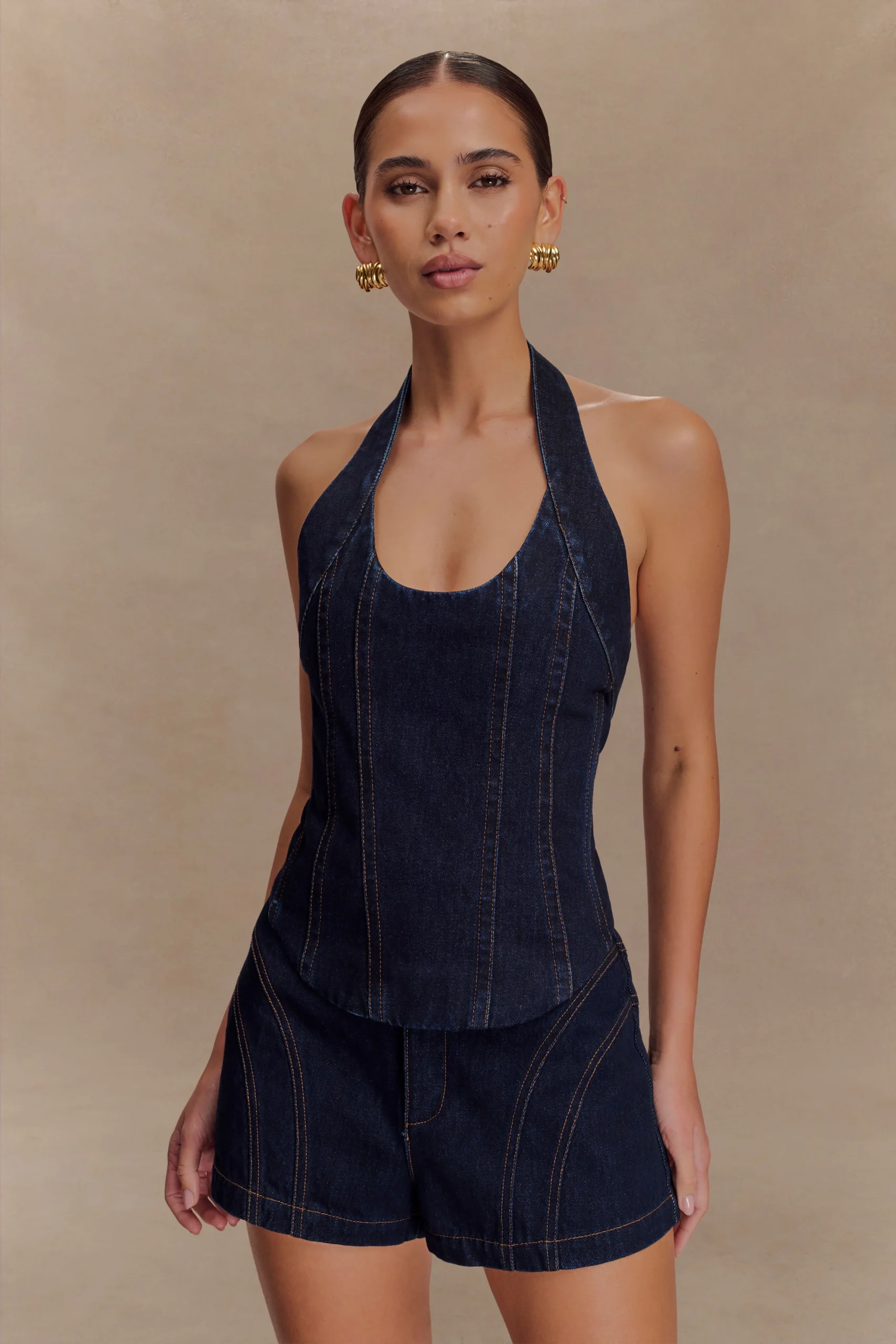 MeadowDenim Corset Halter Top - Indigo Blue